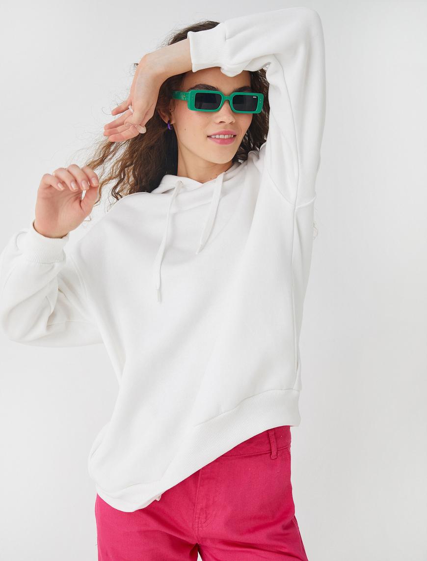   Oversize Kapüşonlu Sweatshirt İçi Polarlı