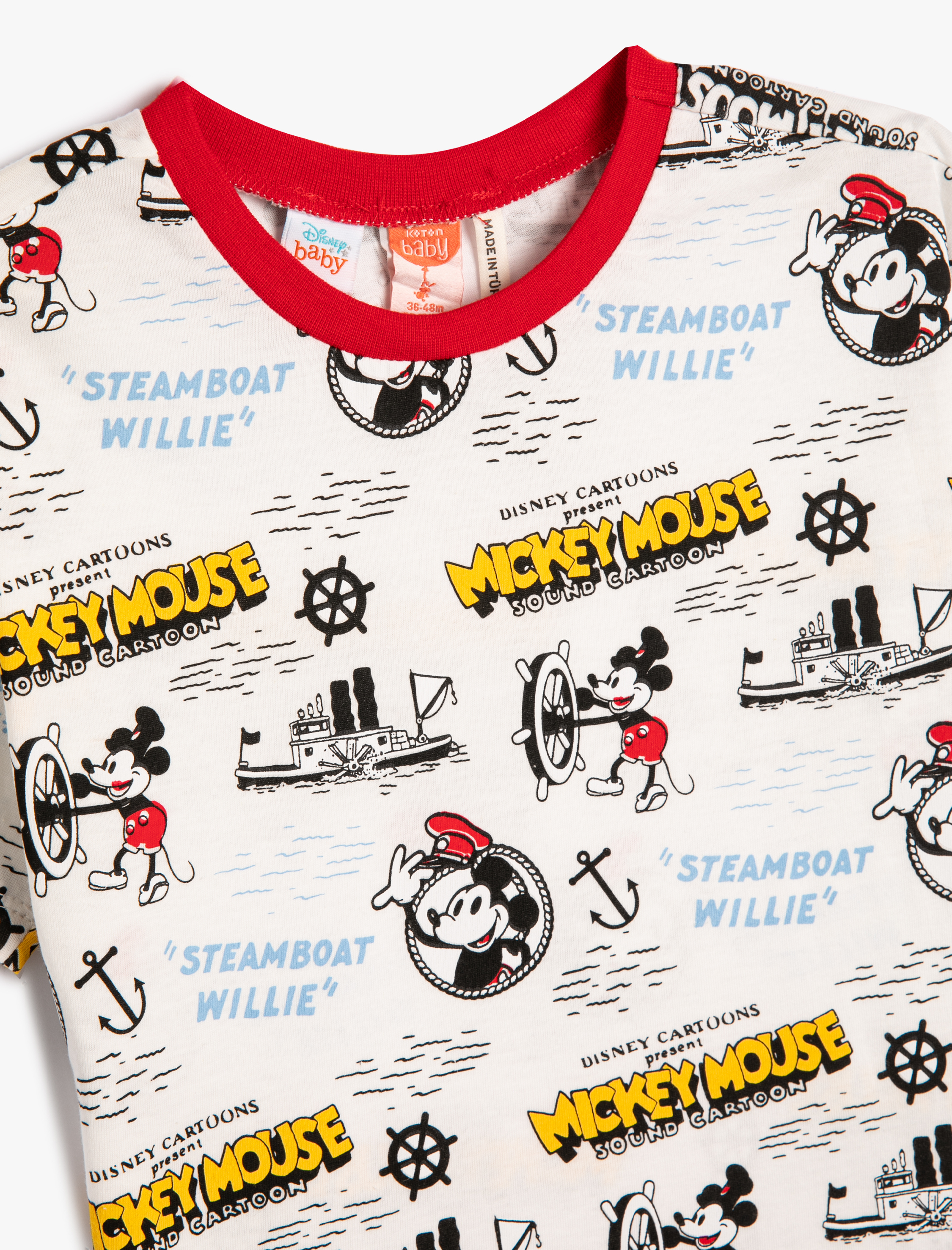 Koton Mickey Mouse Tişört Lisanslı Kısa Kollu Bisiklet Yaka Pamuklu. 3