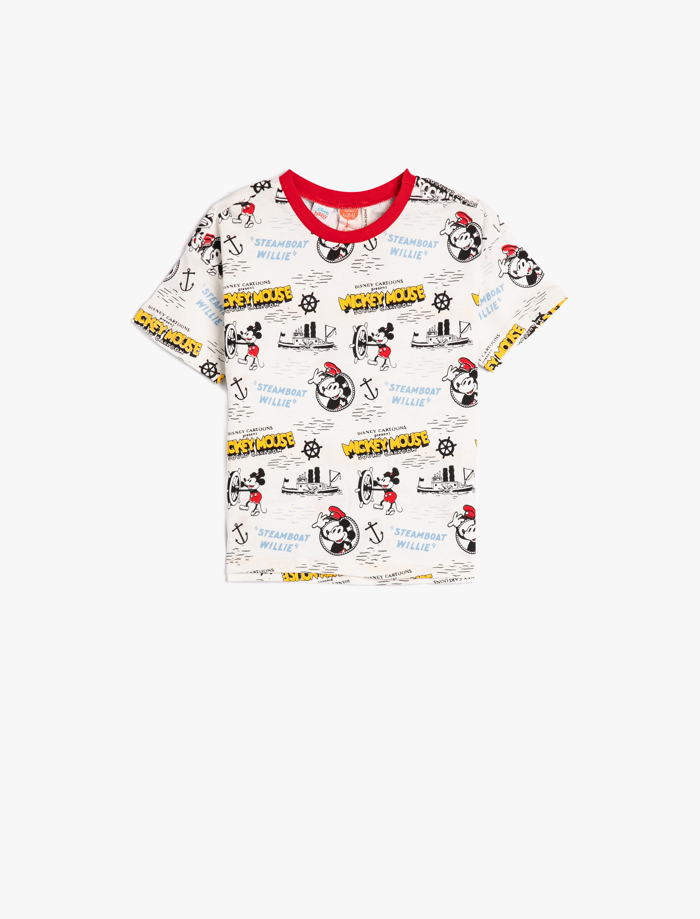 Koton Mickey Mouse Tişört Lisanslı Kısa Kollu Bisiklet Yaka Pamuklu. 1