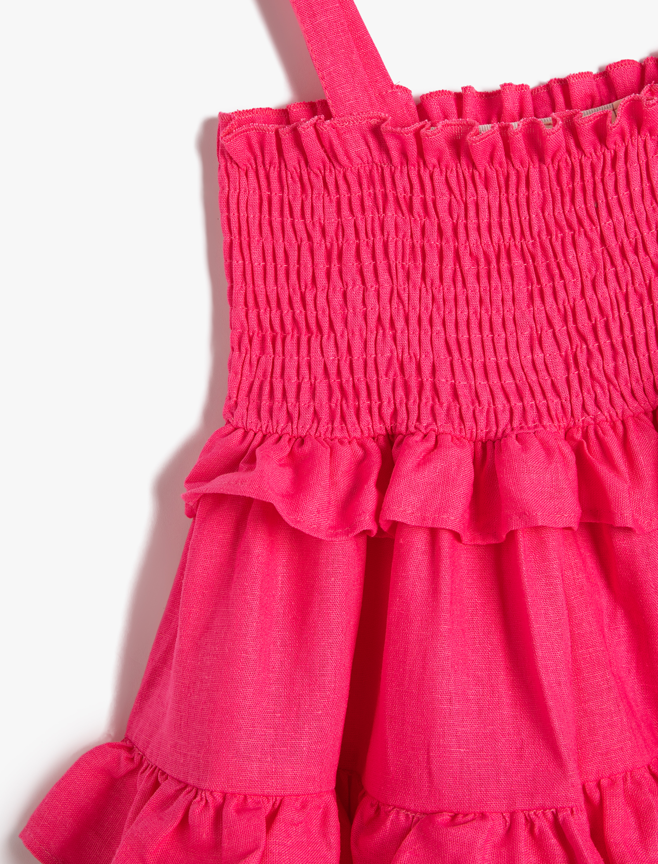  Kız Çocuk Fırfırlı Elbise Askılı Gipe Detaylı