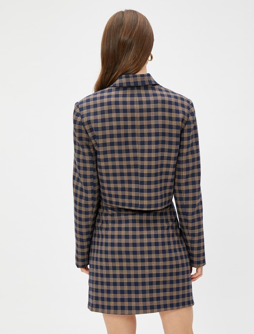   Crop Blazer Ceket Kruvaze Düğmeli