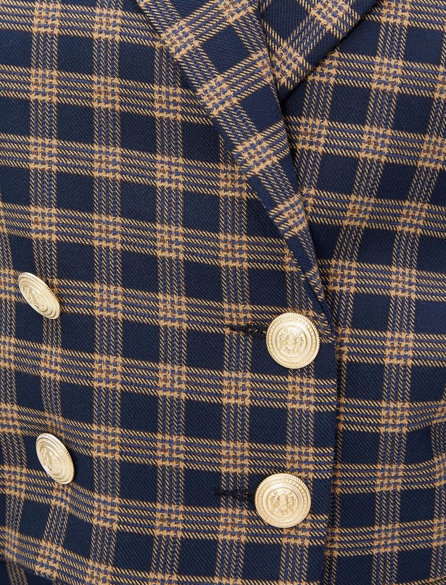   Crop Blazer Ceket Kruvaze Düğmeli