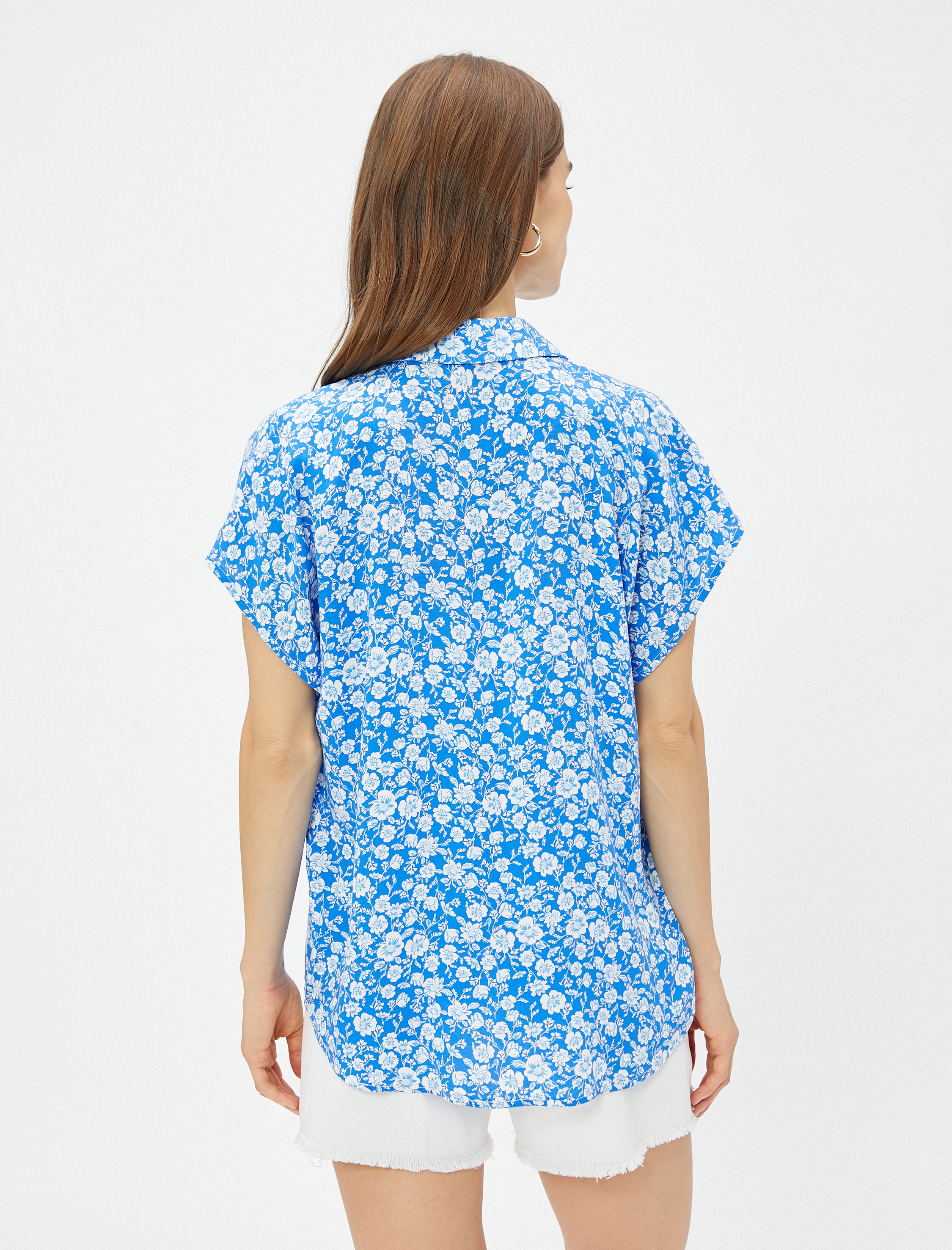   Çiçekli Gömlek Kısa Kollu Viskon