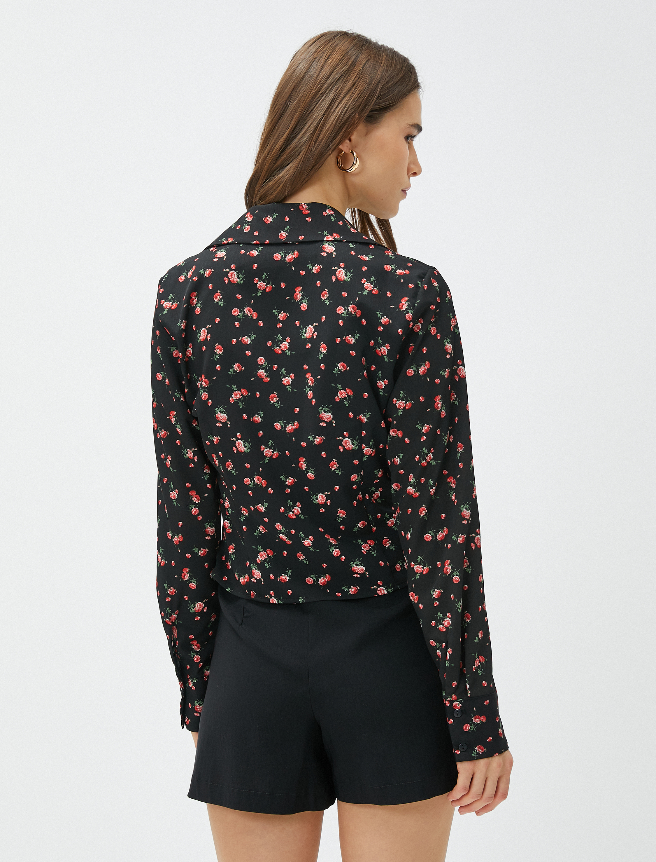   Çiçekli Gömlek Drapeli Slim Fit