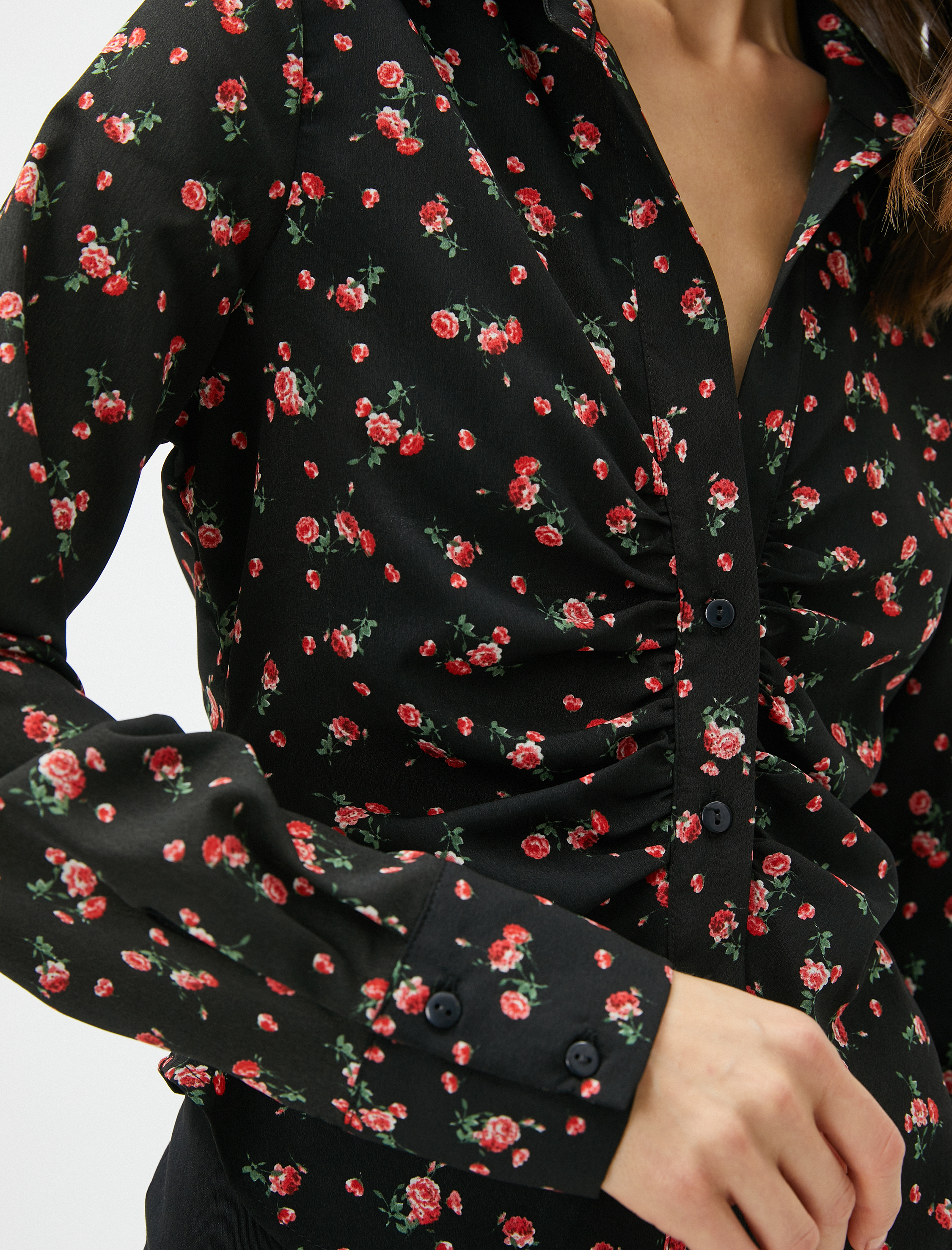   Çiçekli Gömlek Drapeli Slim Fit