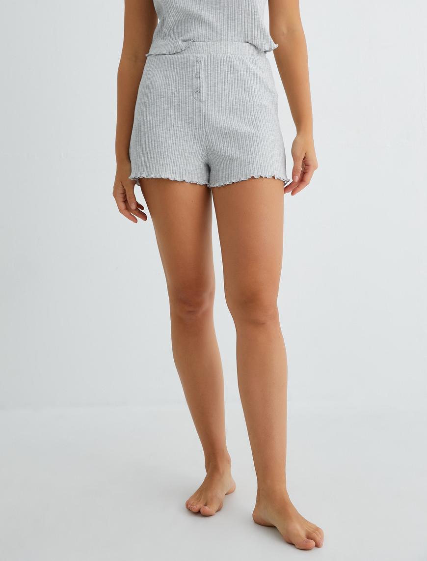   Şort Pijama Altı Mini Düğmeli Fitilli