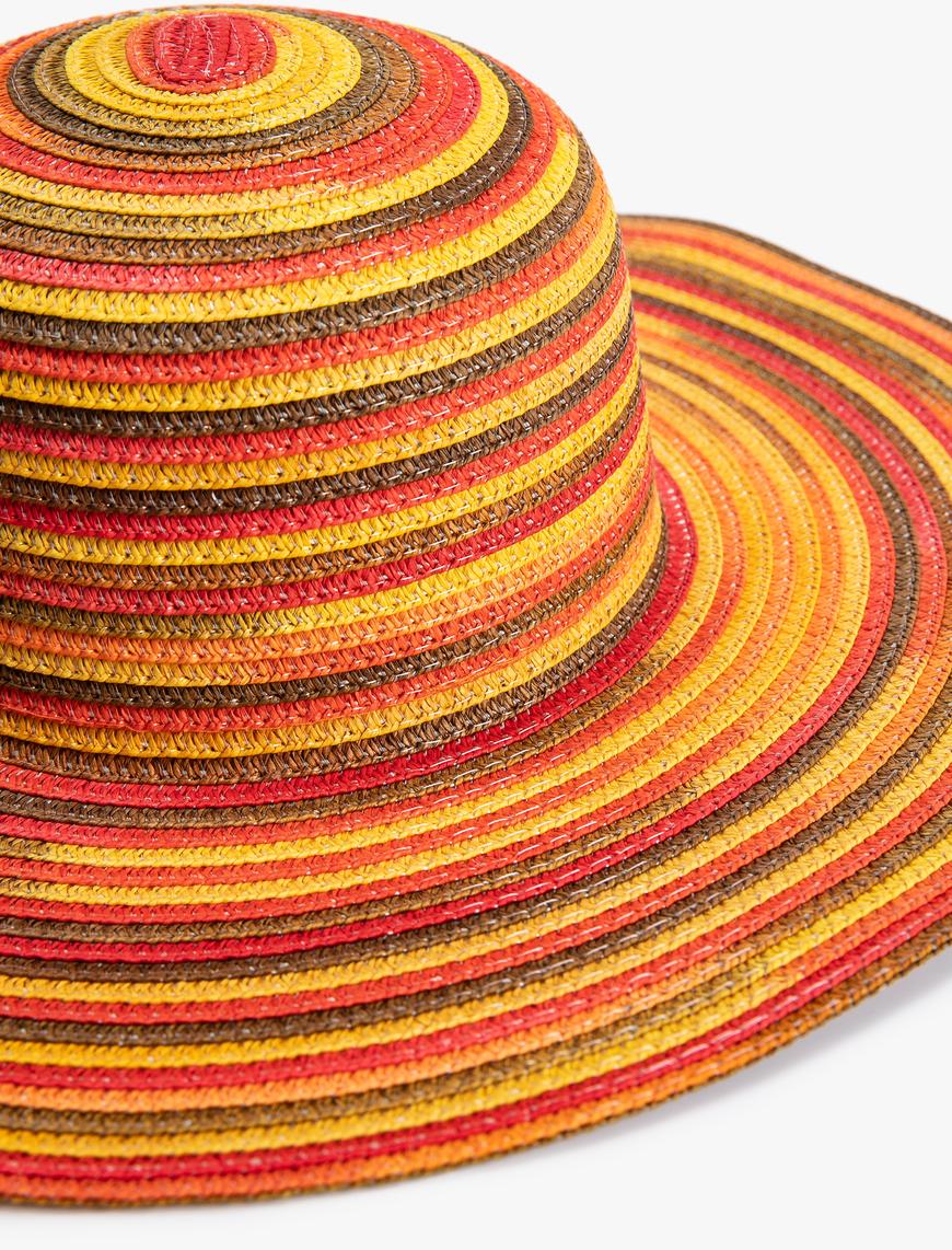  Kadın Fötr Hasır Şapka Çok Renkli