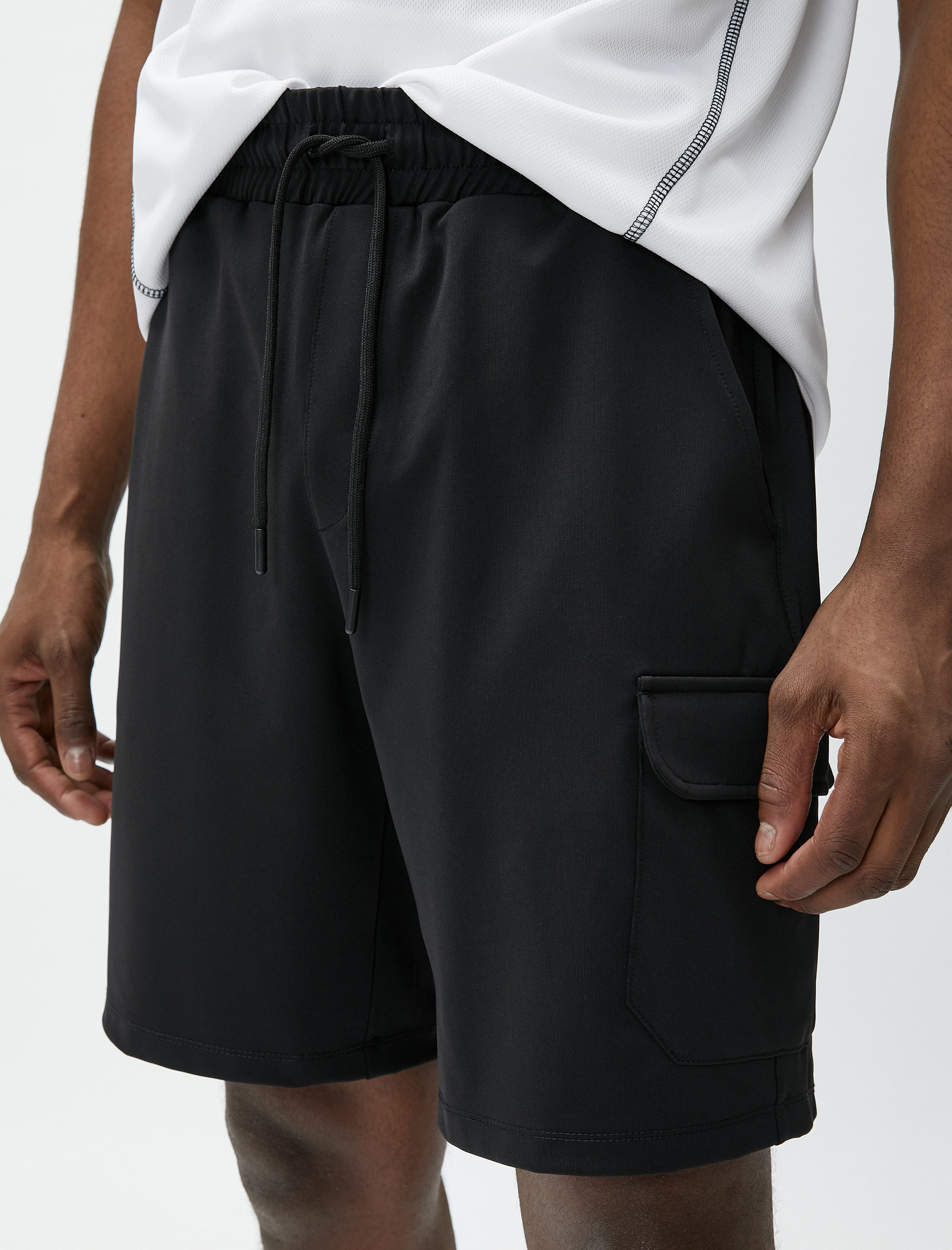   Spor Şort Kargo Cep Detaylı Beli Bağcıklı