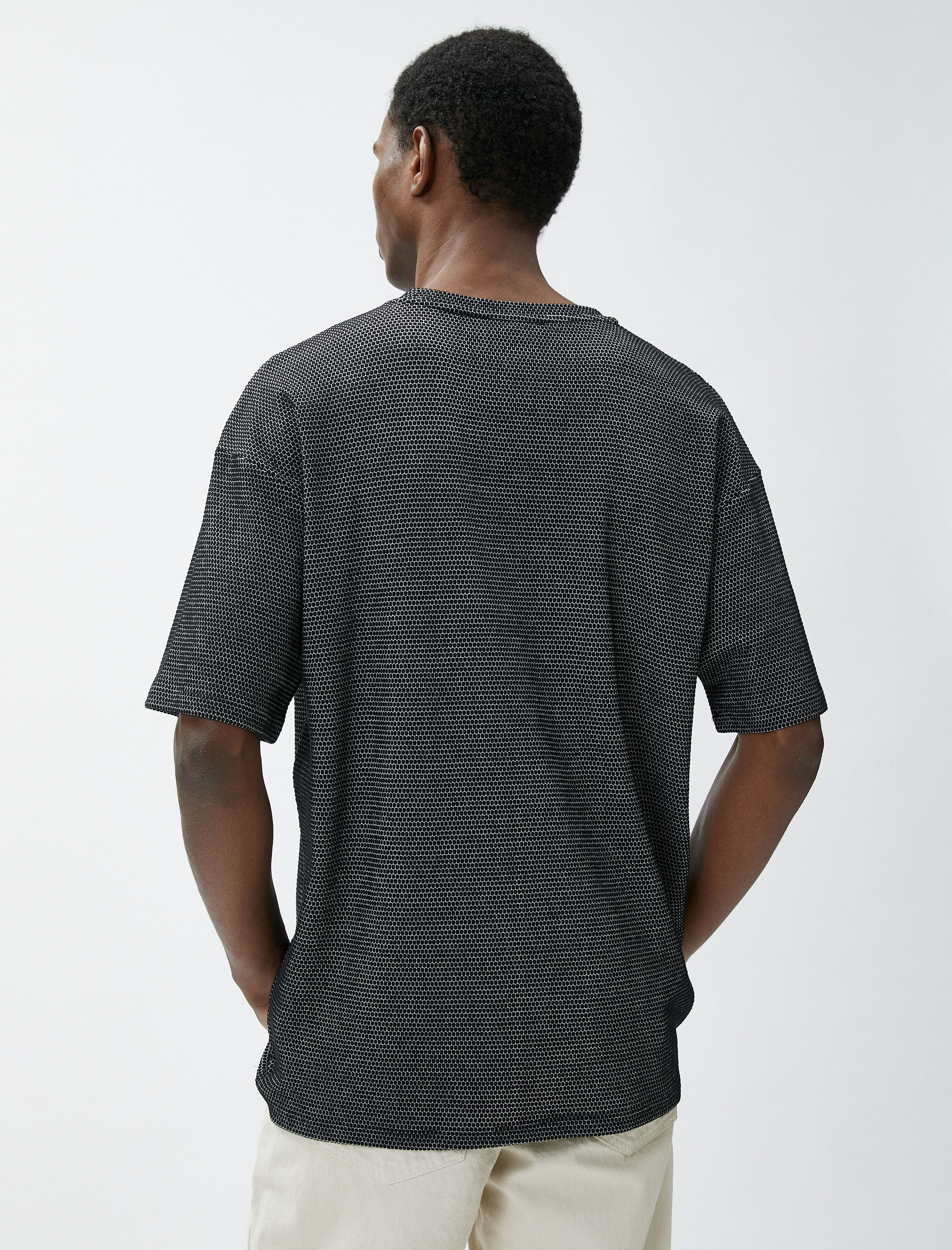   Slogan Baskılı Tişört Dokulu Bisiklet Yaka Kısa Kollu