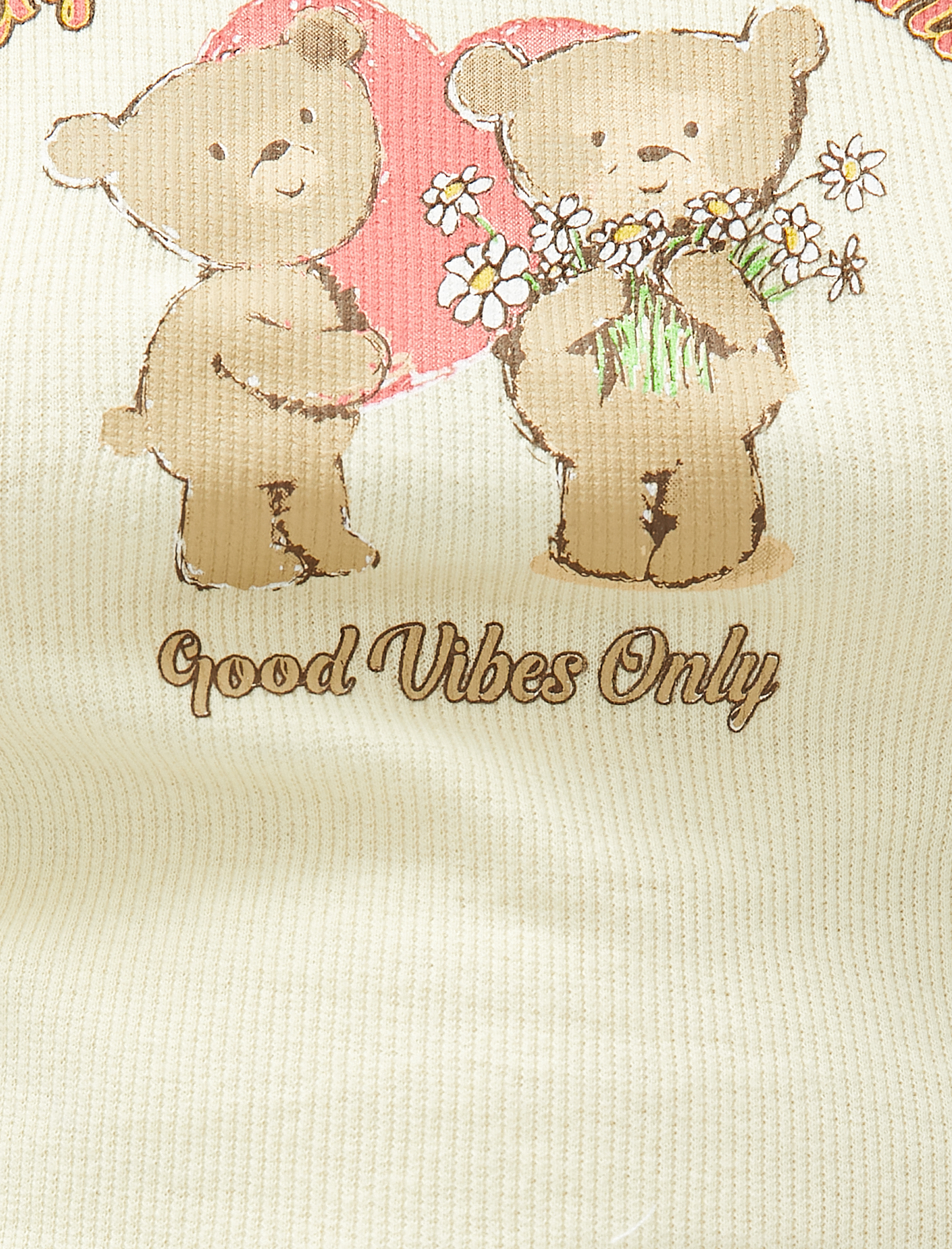   Crop Tişört Baskılı Bisiklet Yaka Kısa Kollu Pamuklu