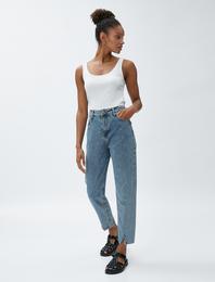 Yüksek Bel Kot Pantolon Rahat Kesim - Mom Jeans