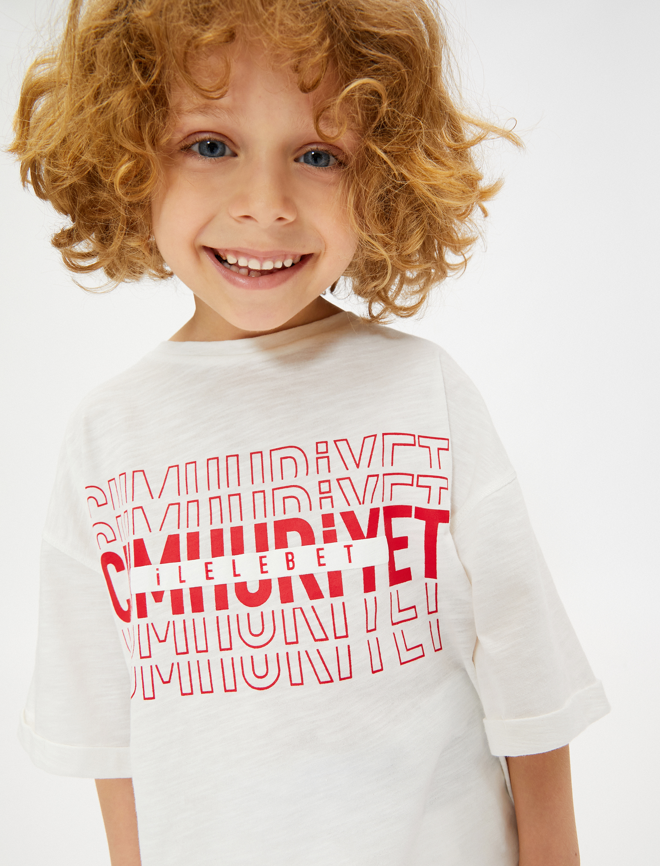  Erkek Çocuk Tişört Cumhuriyet Baskılı Kısa Kollu Pamuklu