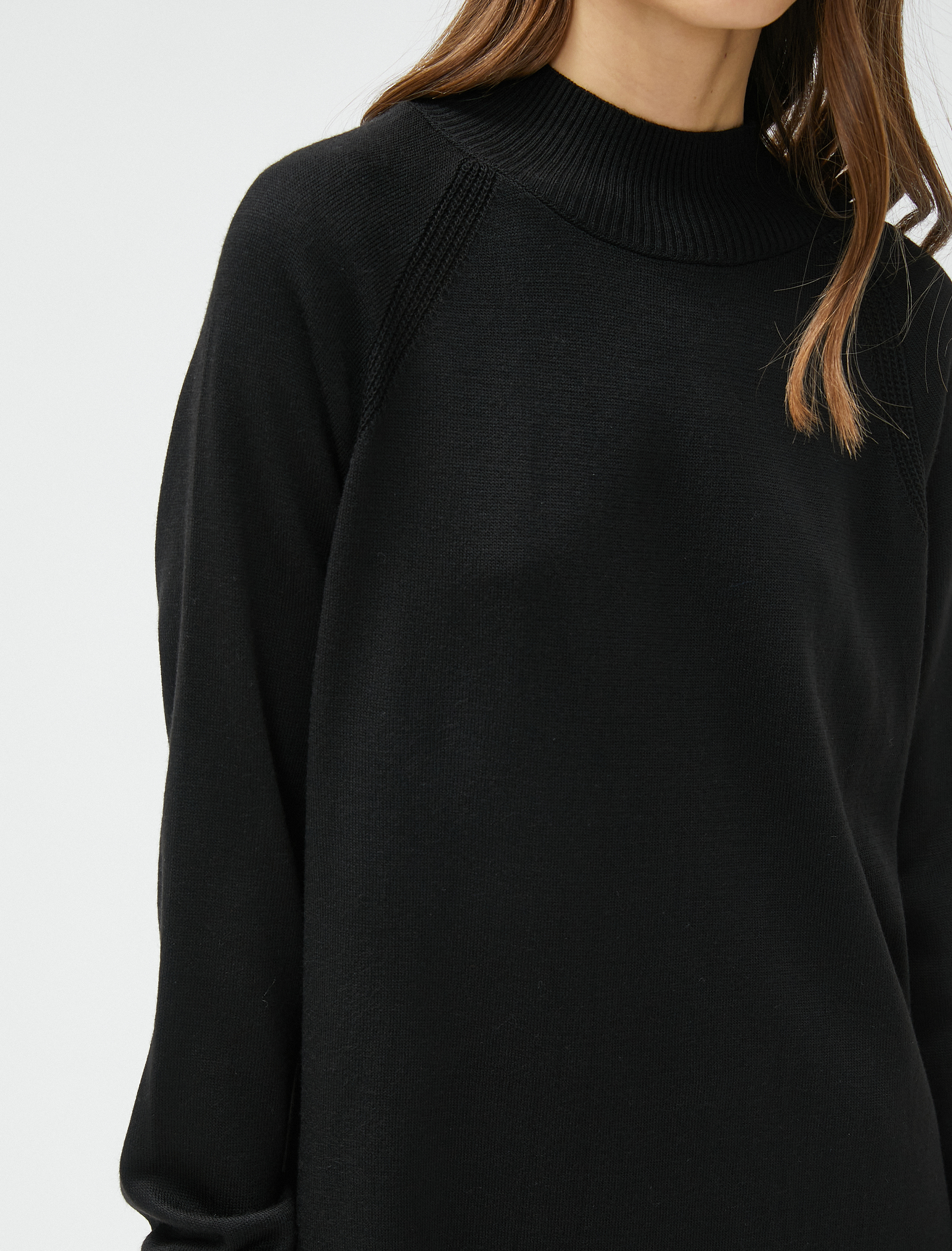   Midi Triko Elbise Dik Yaka Uzun Kollu