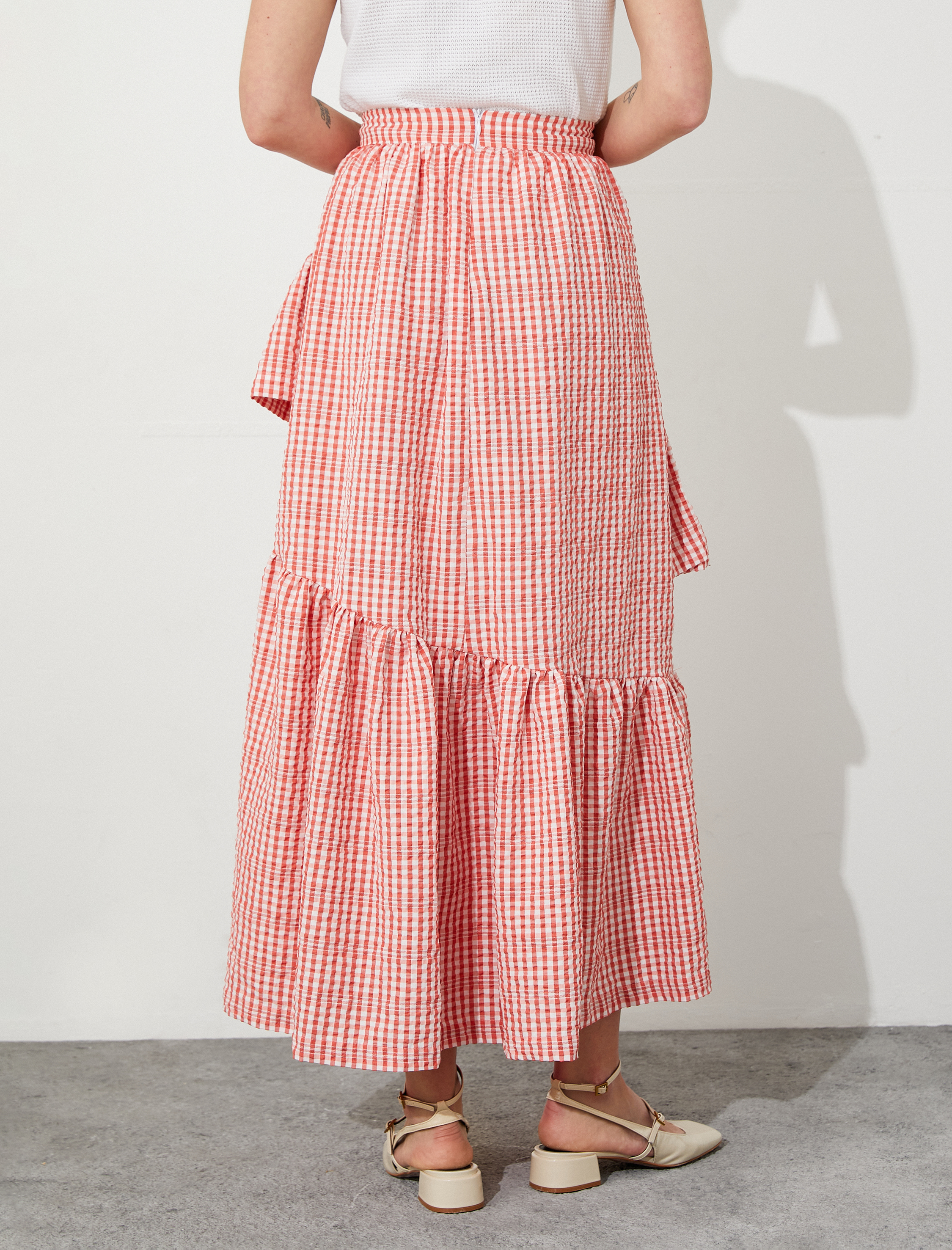   Asimetrik Fırfırlı Uzun Etek