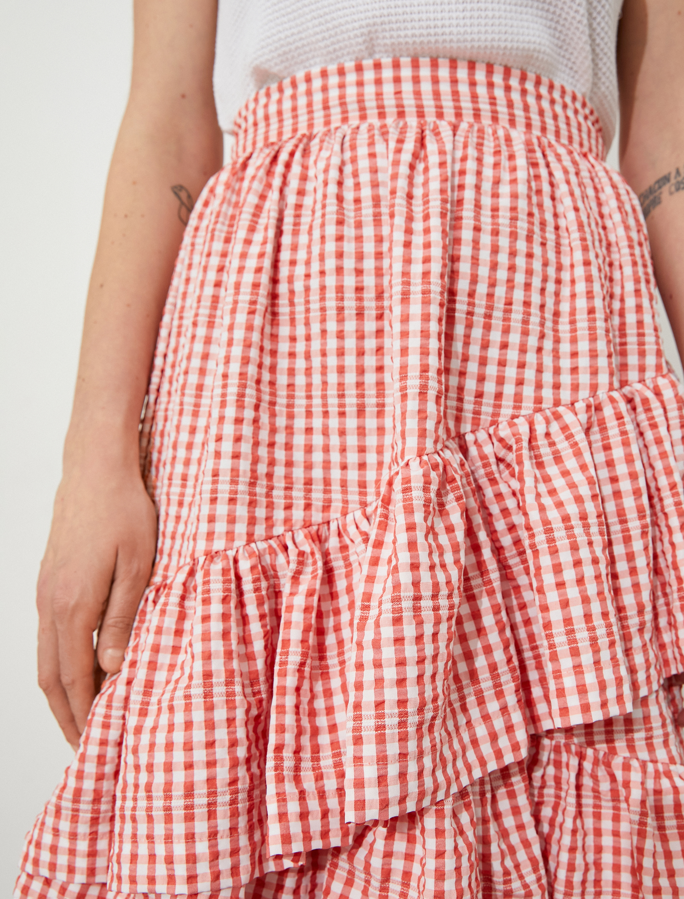   Asimetrik Fırfırlı Uzun Etek