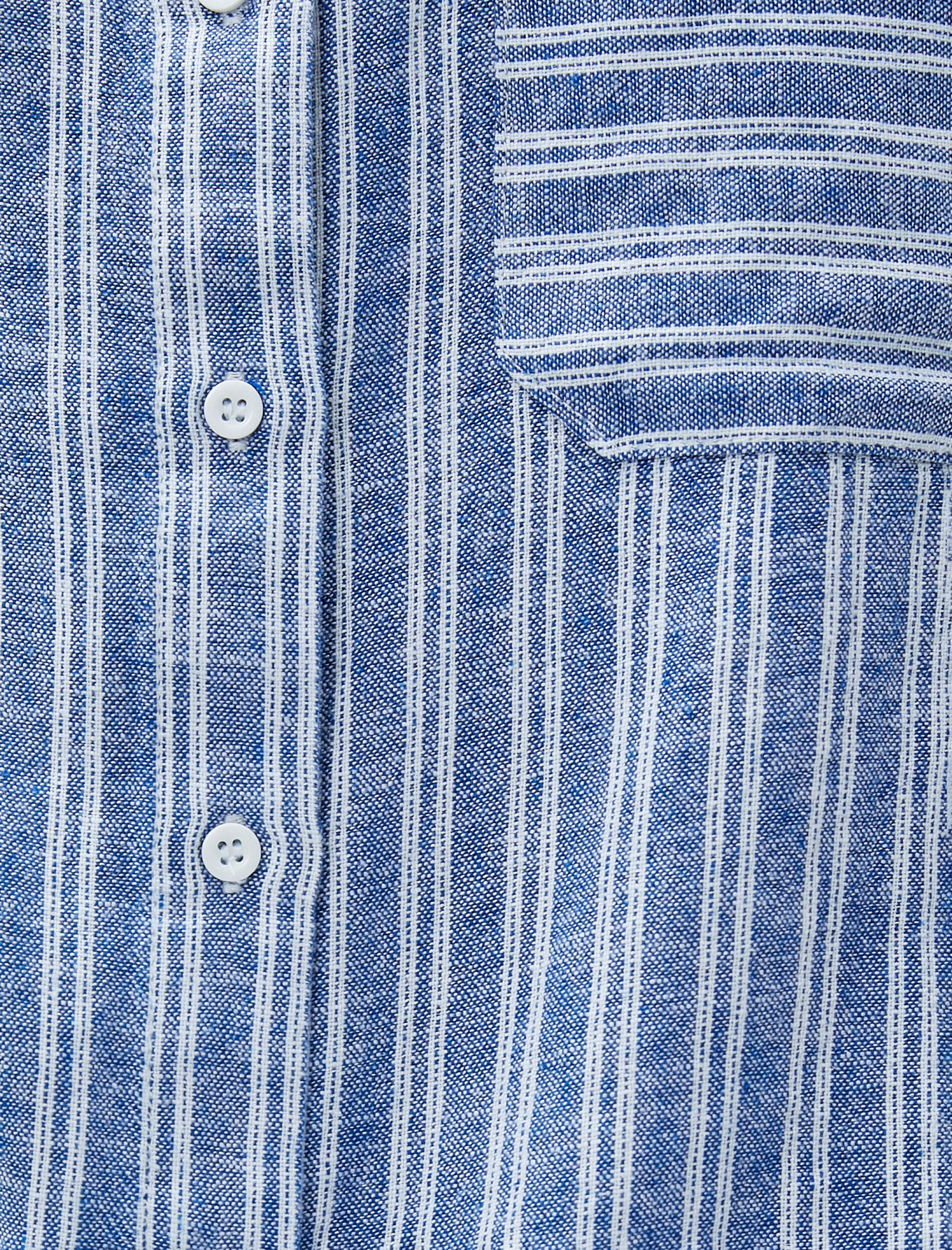   Keten Gömlek Kroşe Aplike Detaylı Cepli