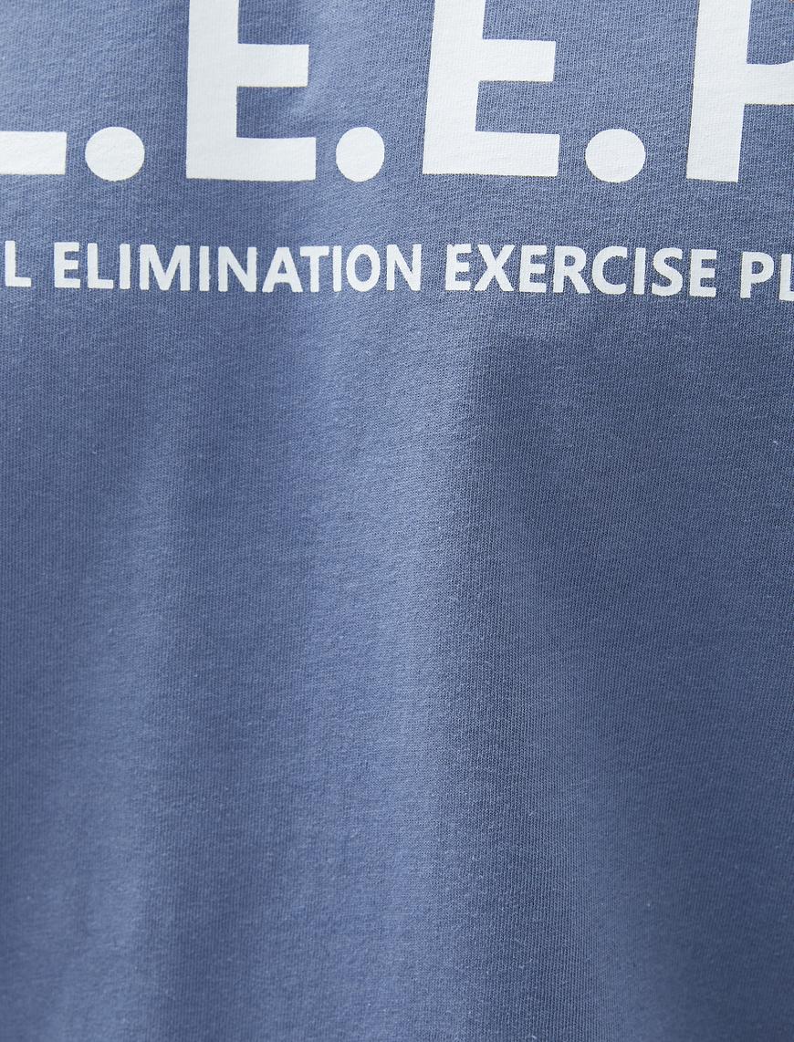   Slogan Baskılı Tişört Bisiklet Yaka Dar Kesim Pamuklu