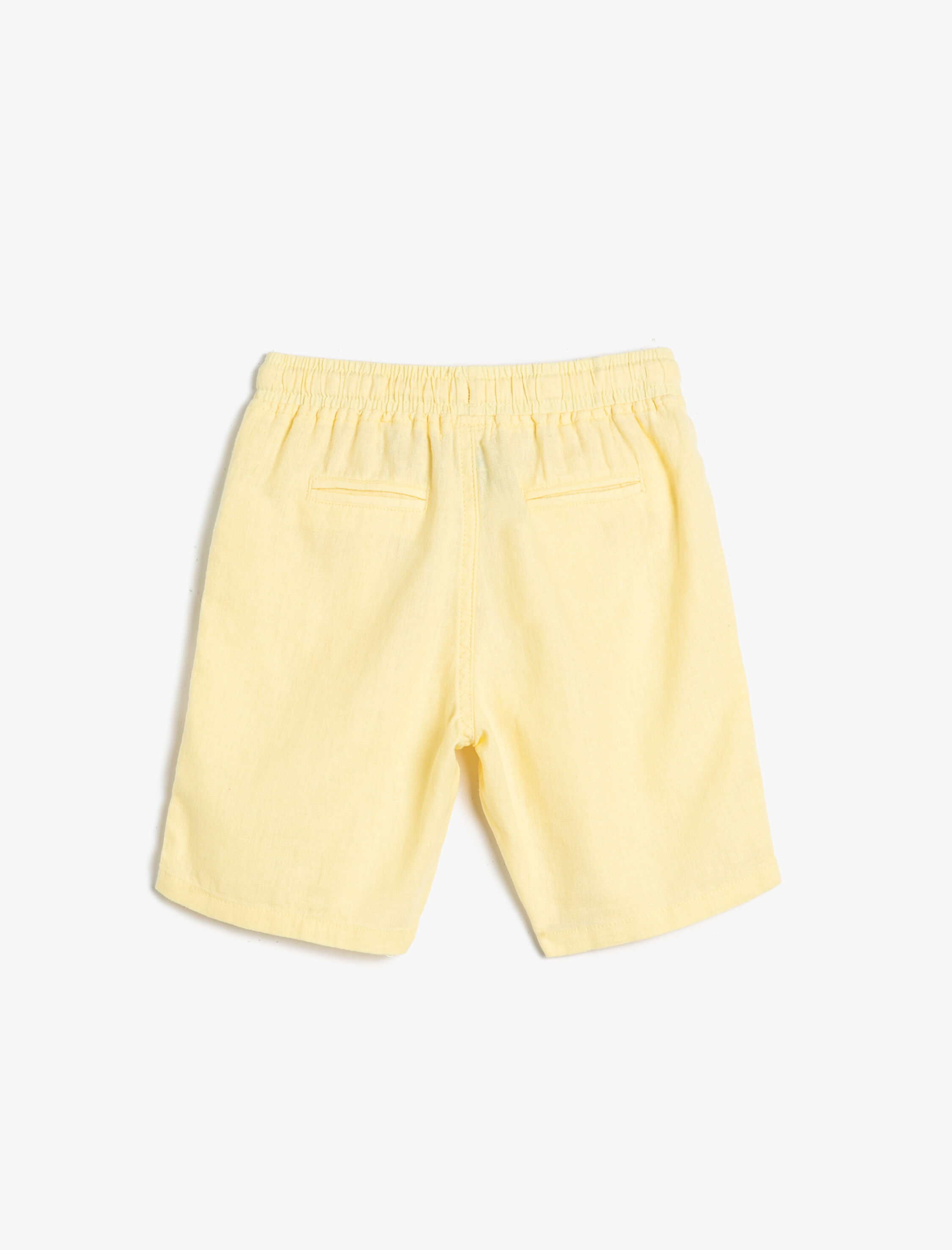  Erkek Çocuk Şort Keten Karışımlı Beli Bağlamalı Cepli