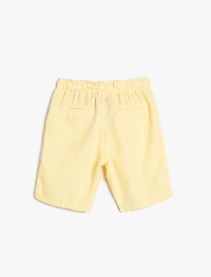 Erkek Çocuk Şort Keten Karışımlı Beli Bağlamalı Cepli