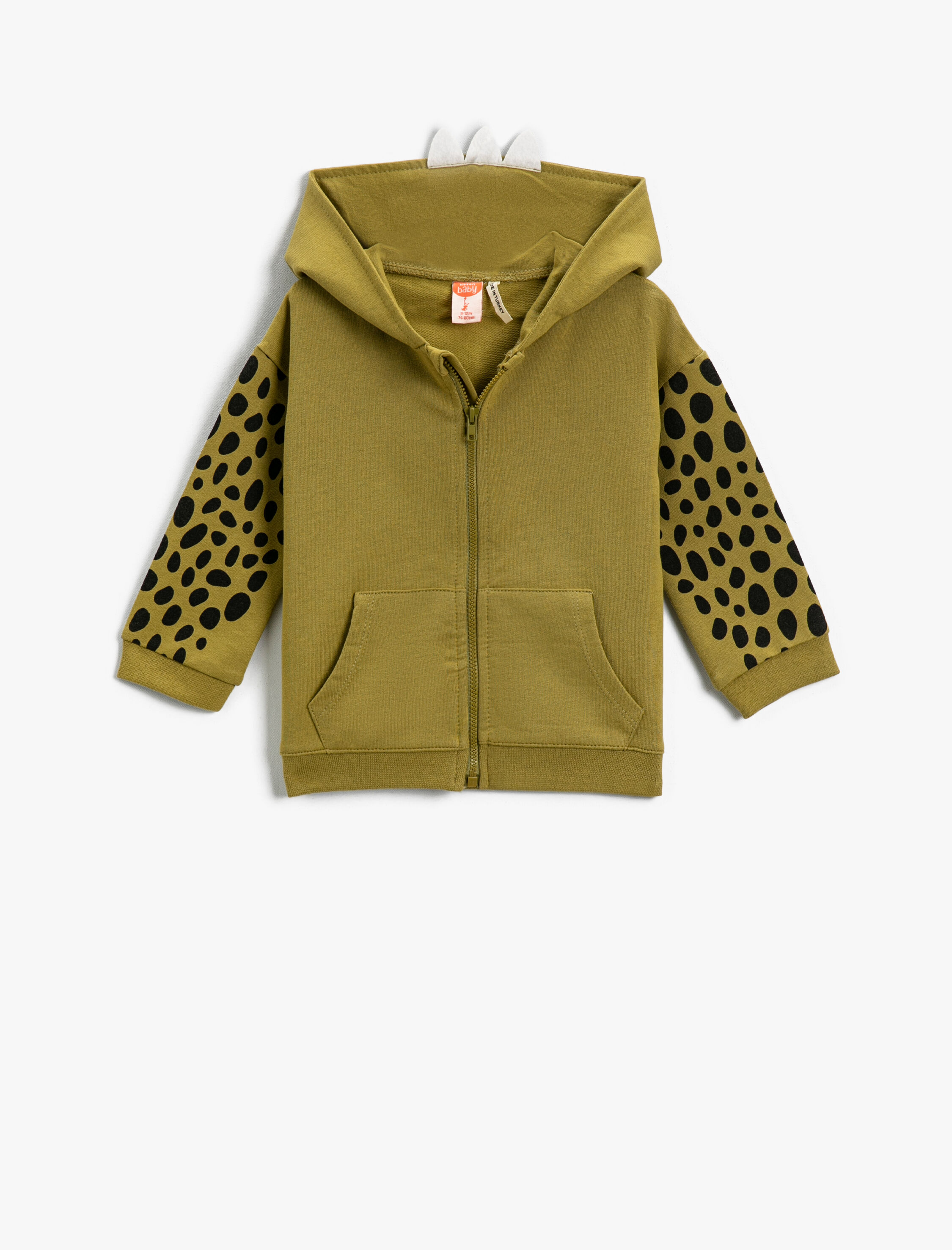  Erkek Bebek Kapüşonlu Fermuarlı Sweatshirt Pamuklu