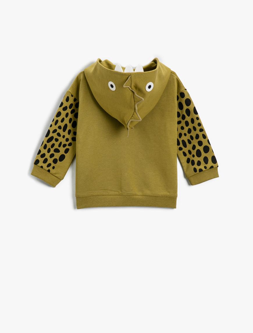  Erkek Bebek Kapüşonlu Fermuarlı Sweatshirt Pamuklu