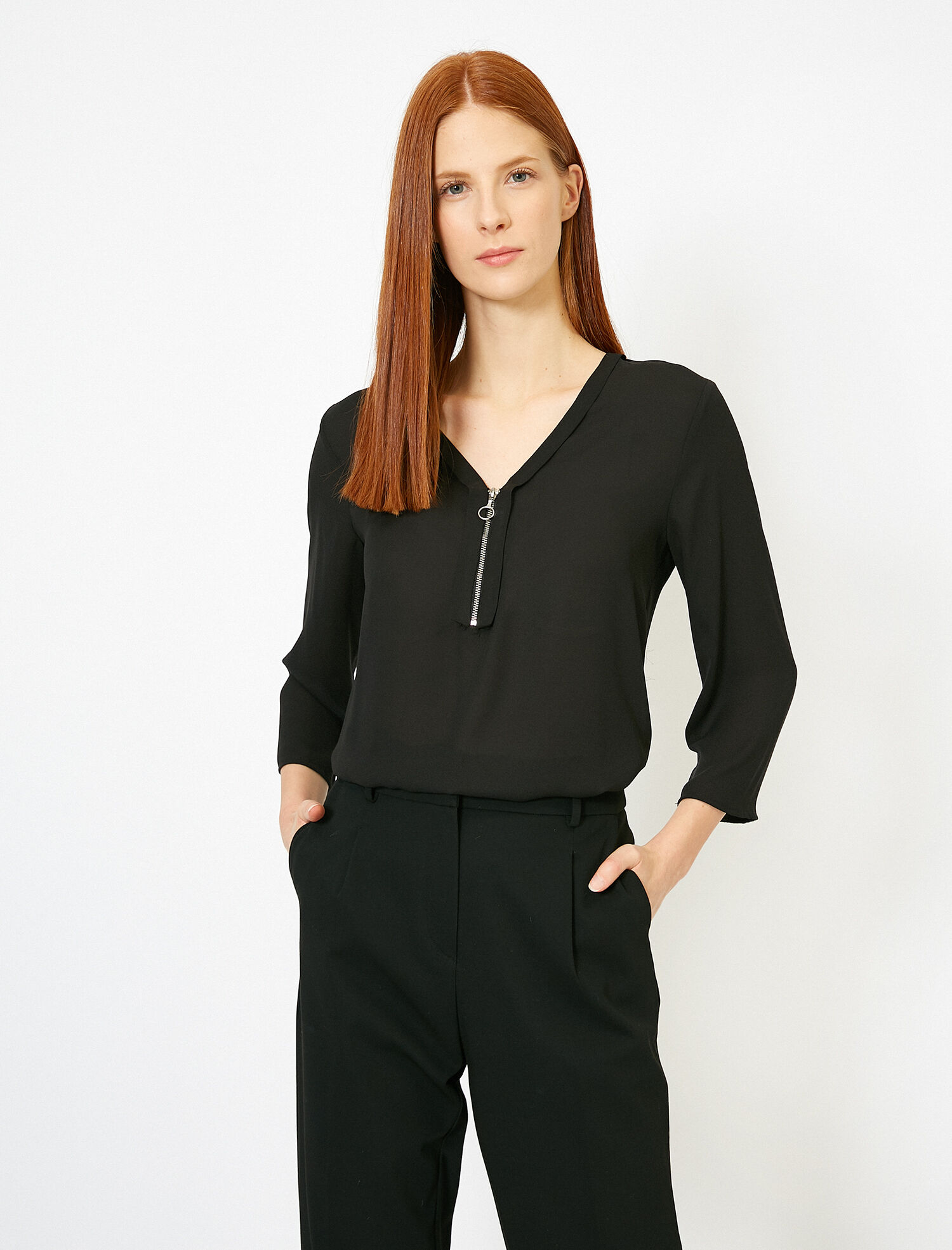 Fermuar Detaylı Bluz