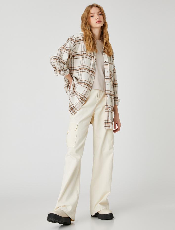  Oversize Oduncu Gömlek Ceket Kapüşonlu Uzun Kollu