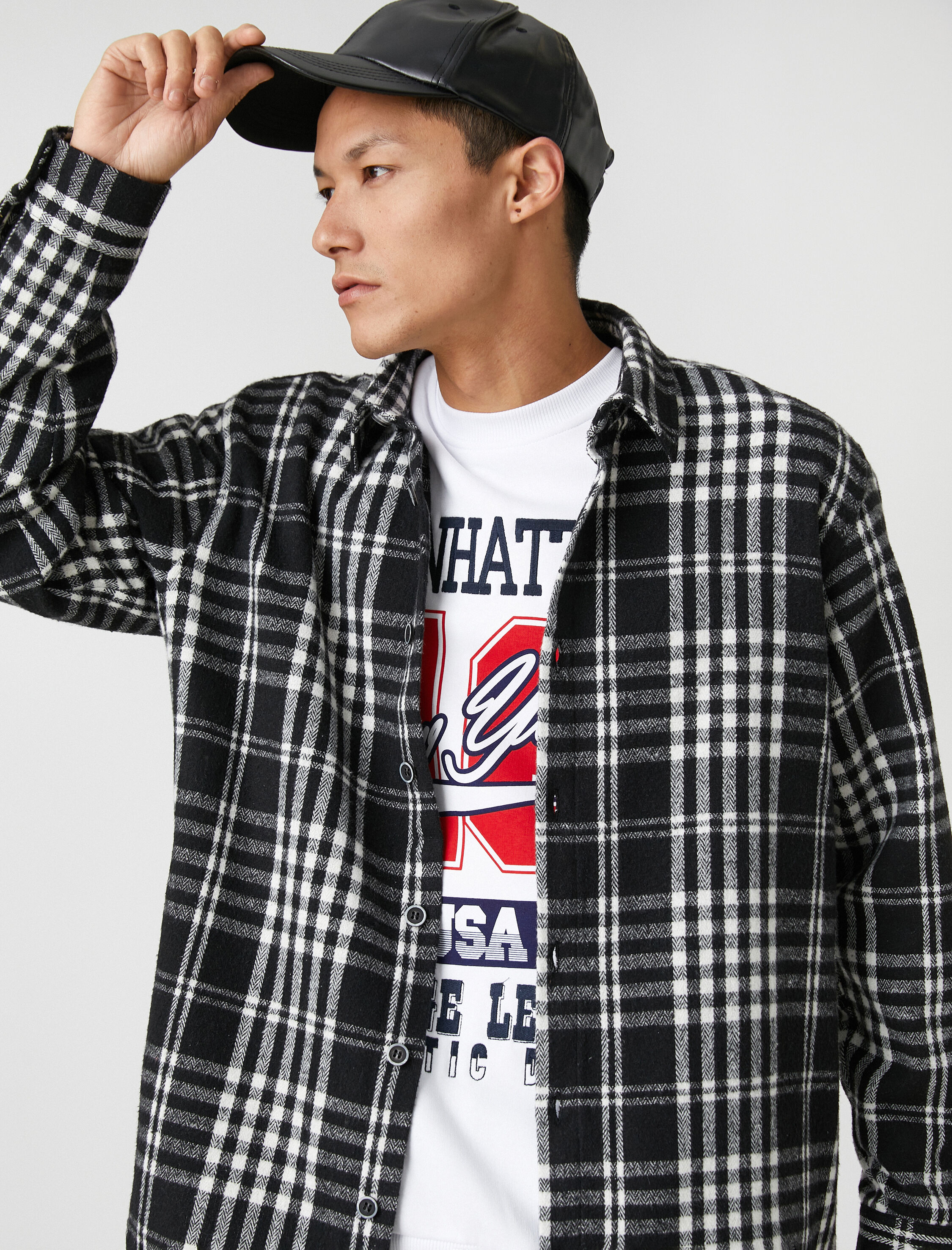   Ekoseli Oduncu Gömleği Klasik Manşet Yaka Uzun Kollu