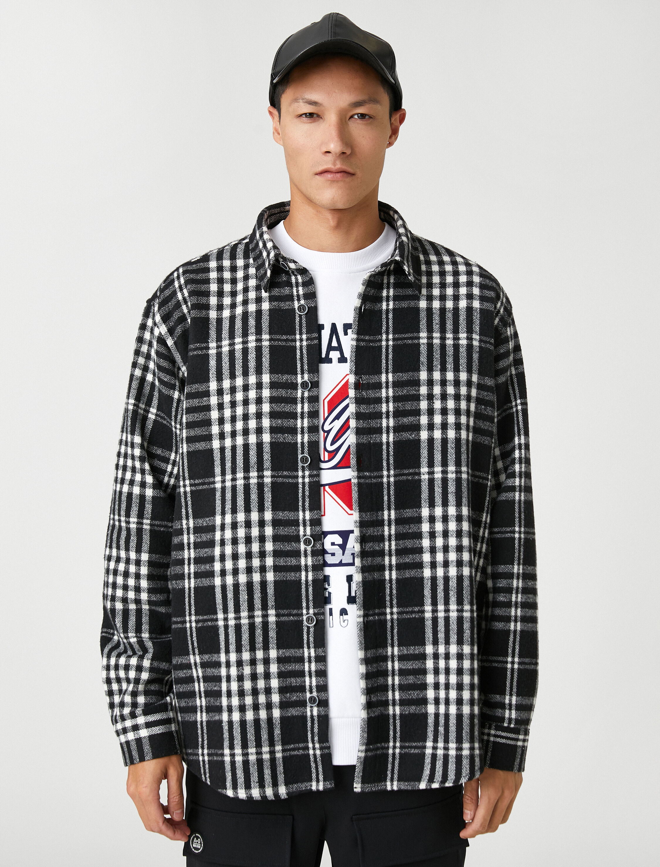   Ekoseli Oduncu Gömleği Klasik Manşet Yaka Uzun Kollu