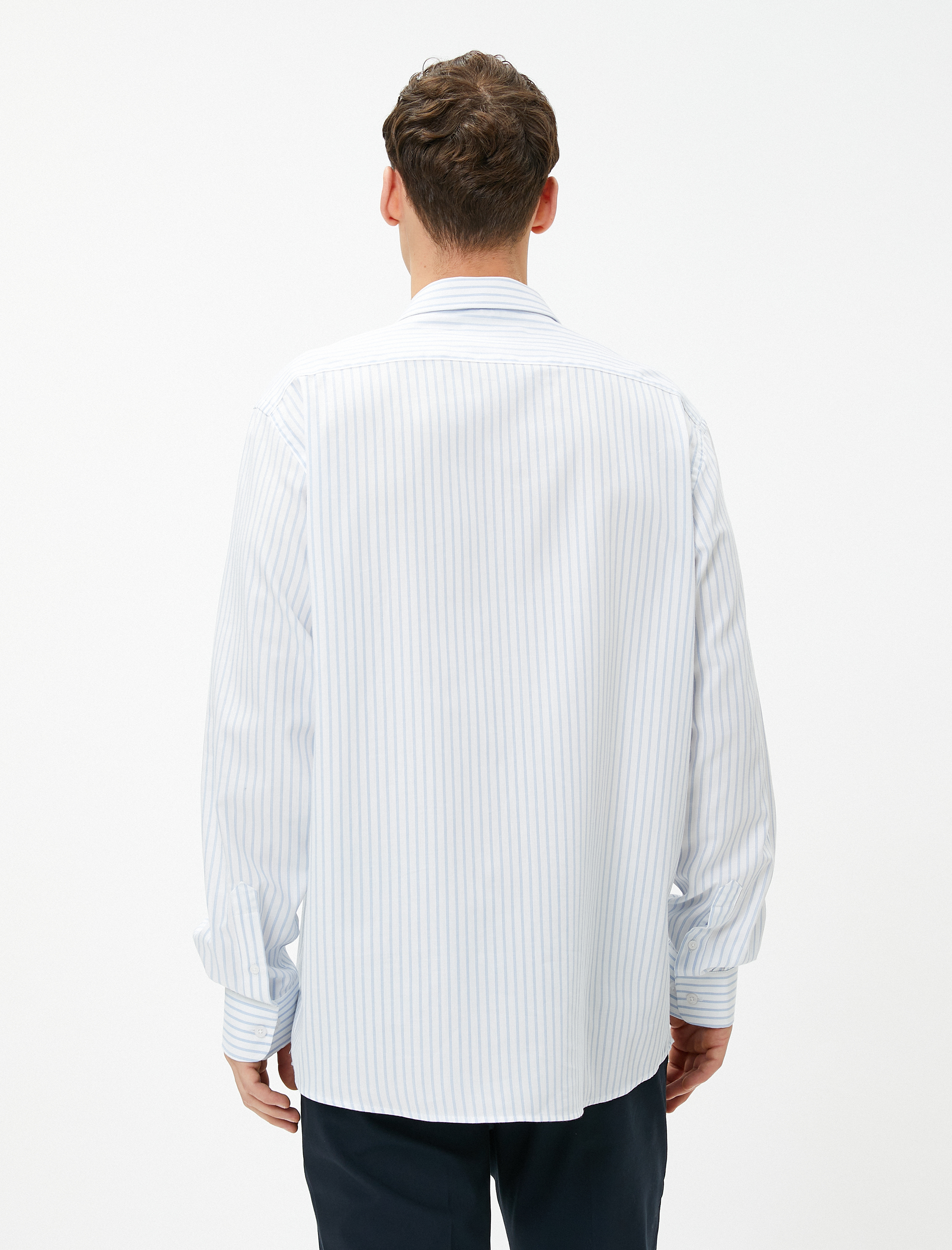   Spor Gömlek Klasik Yaka Uzun Kollu Düğmeli Pamuklu Non Iron