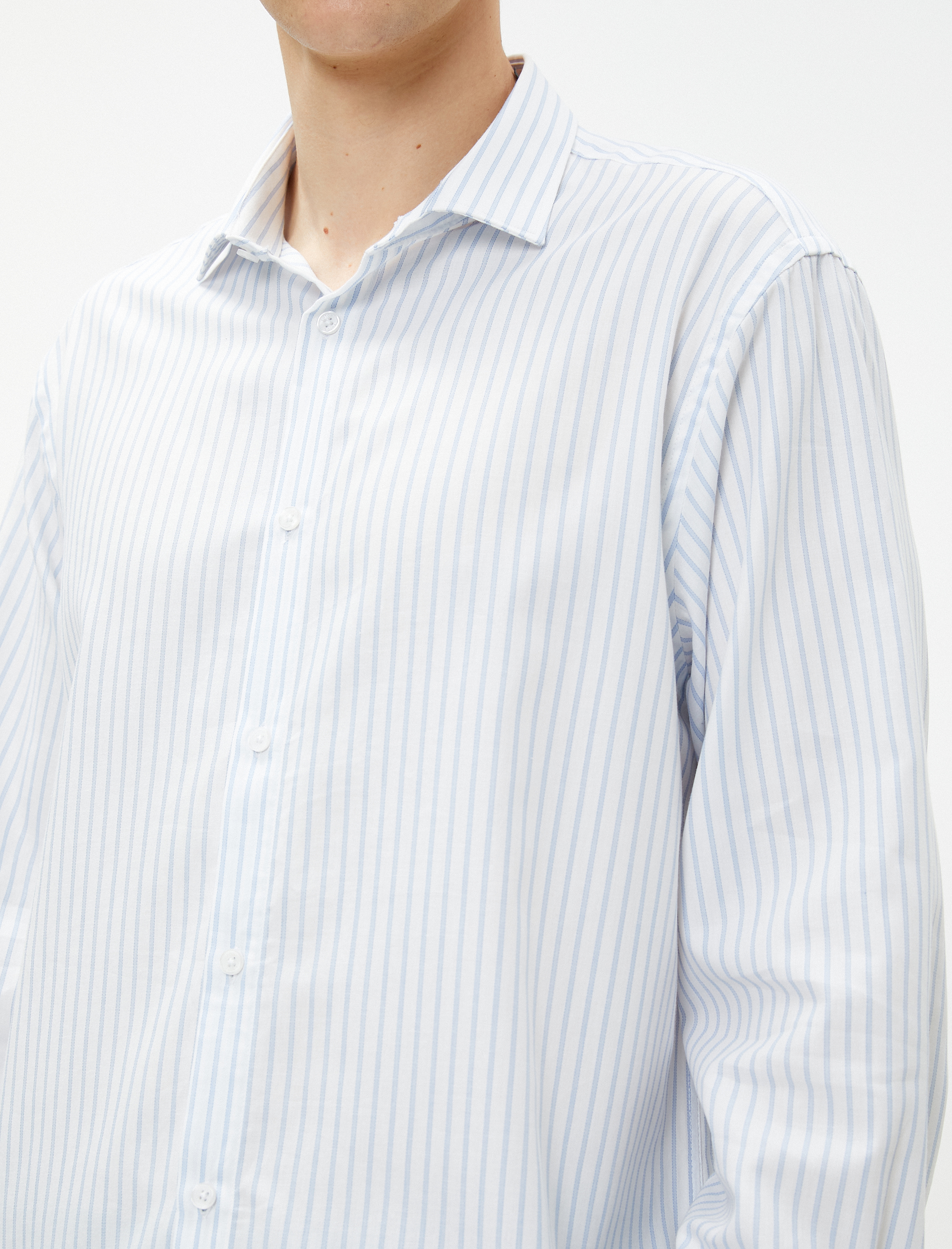   Spor Gömlek Klasik Yaka Uzun Kollu Düğmeli Pamuklu Non Iron