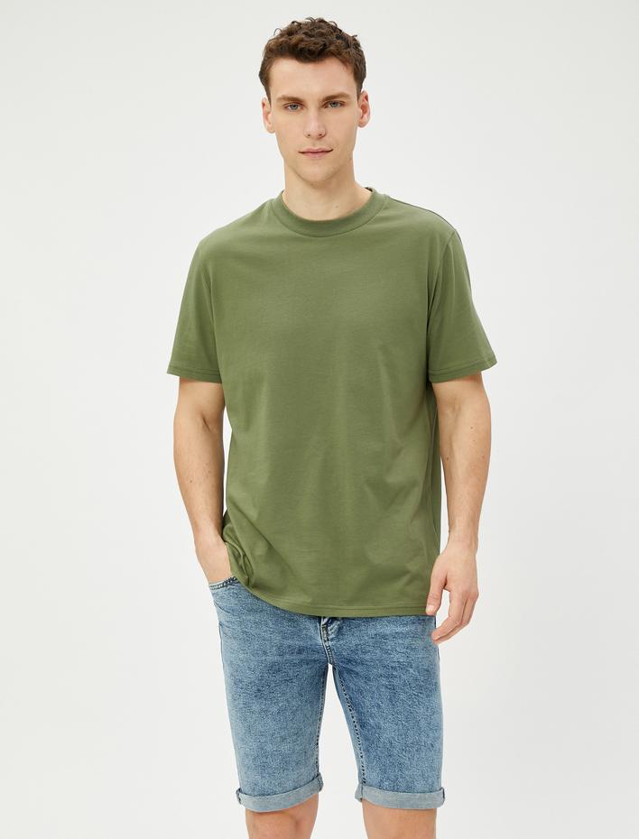  Bermuda Kot Şort Katlama Detaylı Cepli Pamuklu