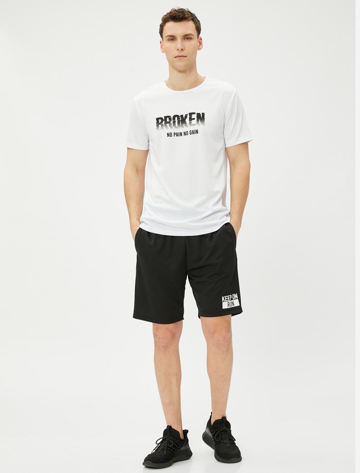  Spor Tişört Slogan Baskılı Kısa Kollu Bisiklet Yaka