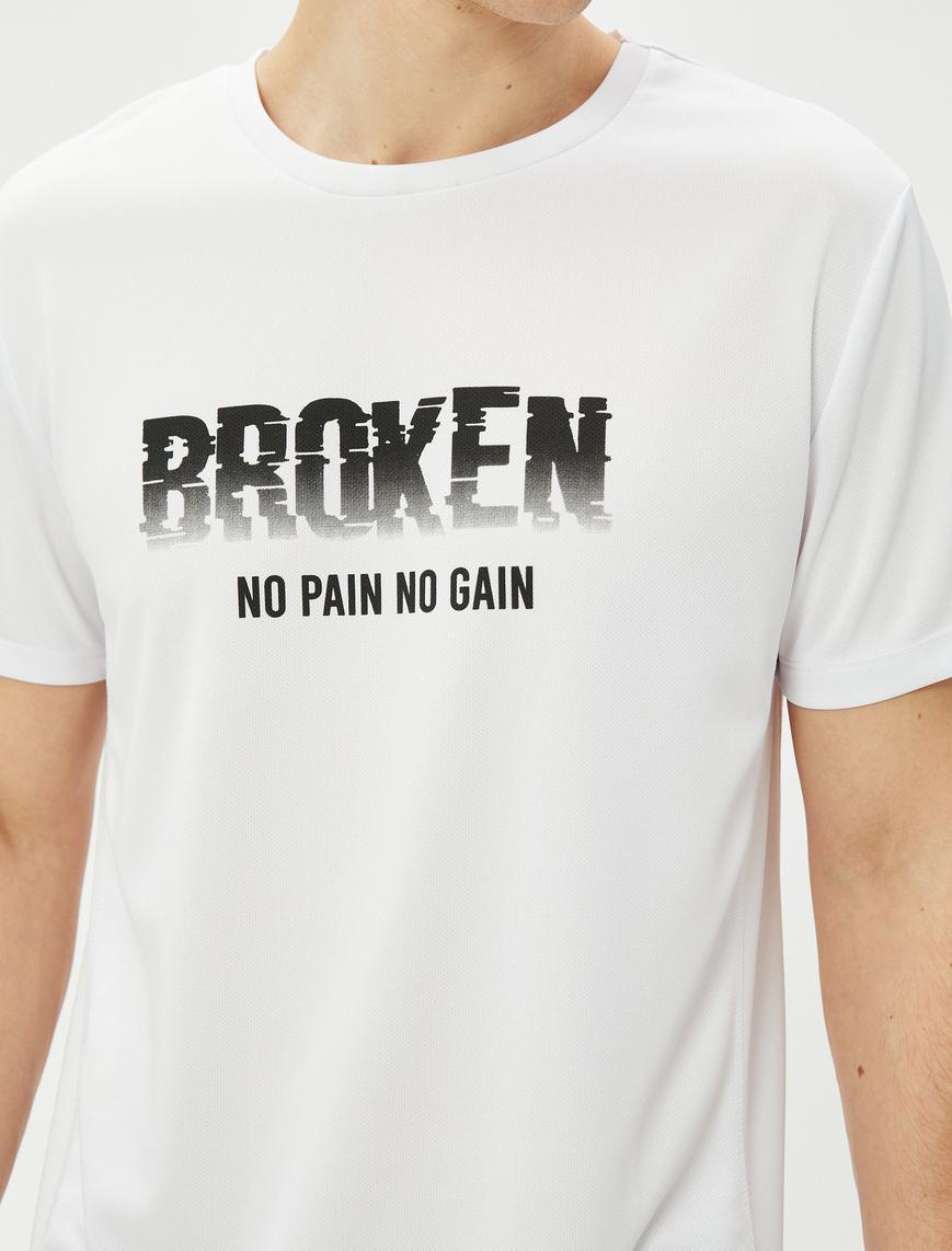   Spor Tişört Slogan Baskılı Kısa Kollu Bisiklet Yaka