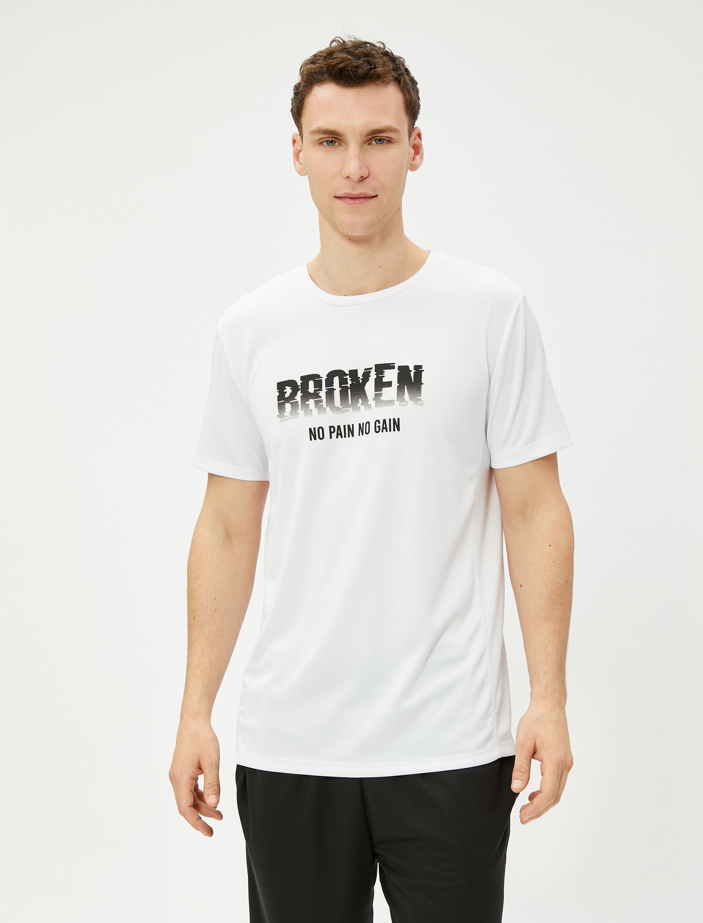   Spor Tişört Slogan Baskılı Kısa Kollu Bisiklet Yaka