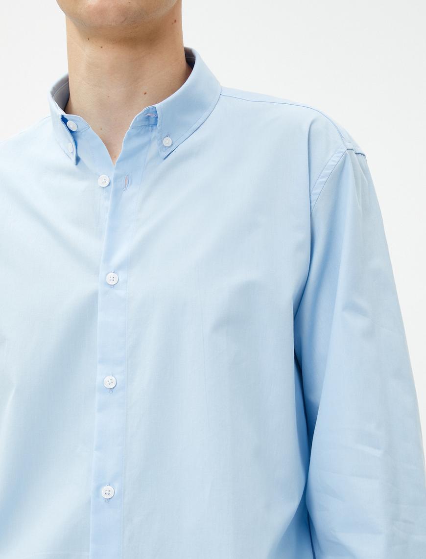   Basic Gömlek Klasik Yaka Uzun Kollu Düğmeli Pamuklu Non Iron