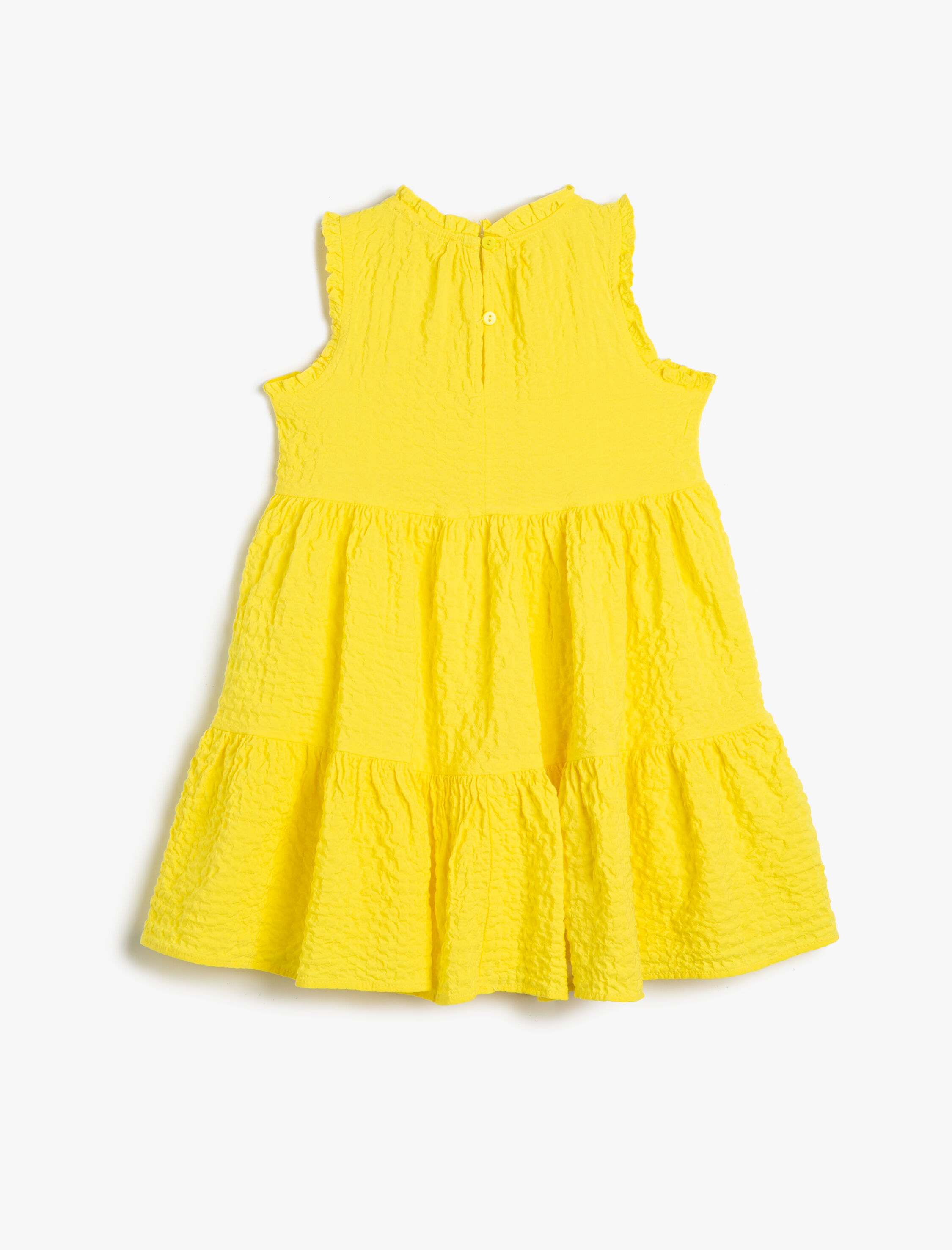  Kız Çocuk Elbise Fırfırlı Kolsuz Yuvarlak Yaka Katlı