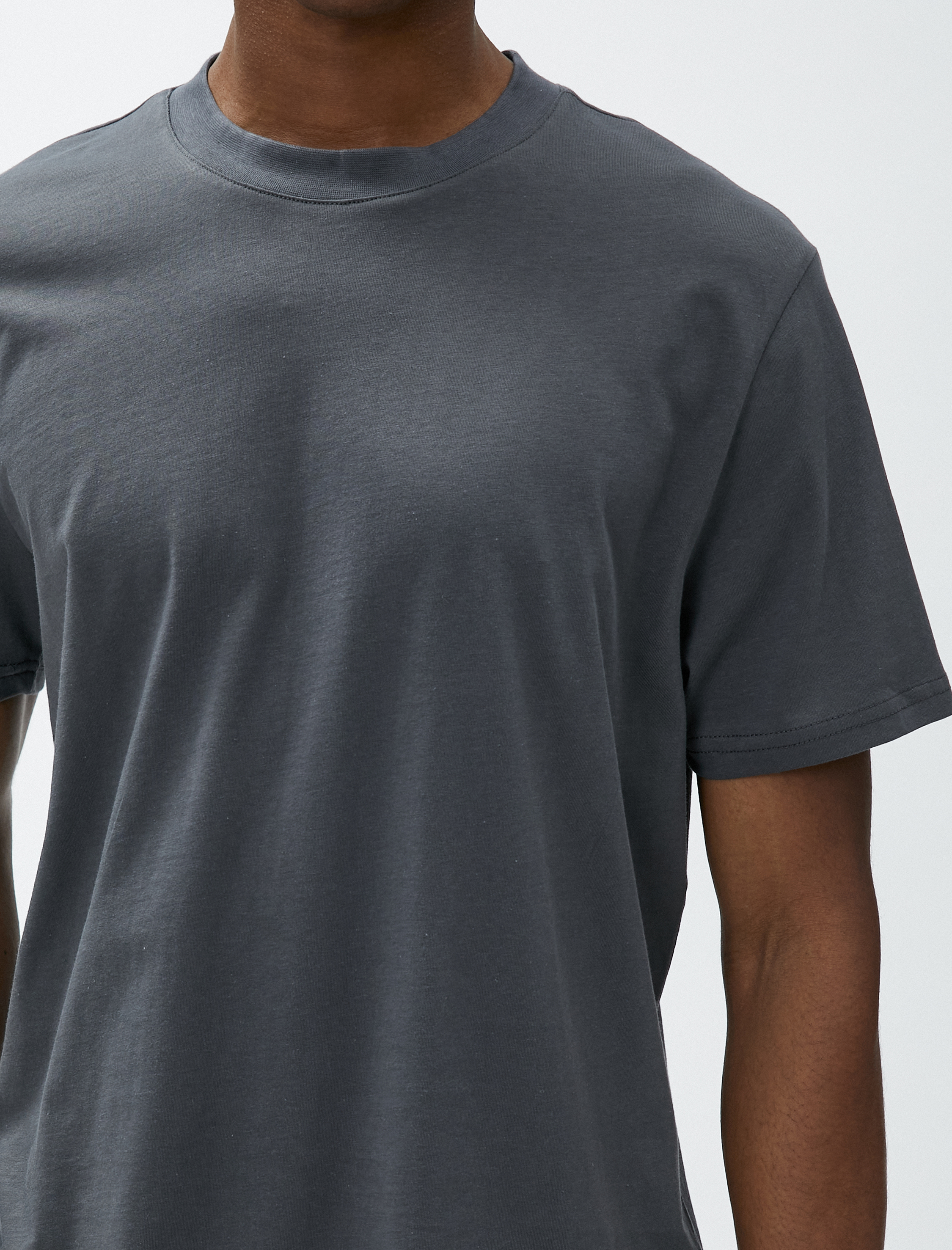   Basic Tişört Bisiklet Yaka Kısa Kollu Pamuklu