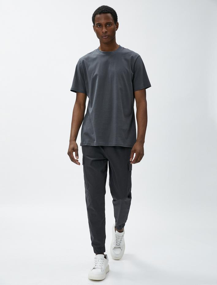  Basic Tişört Bisiklet Yaka Kısa Kollu Pamuklu