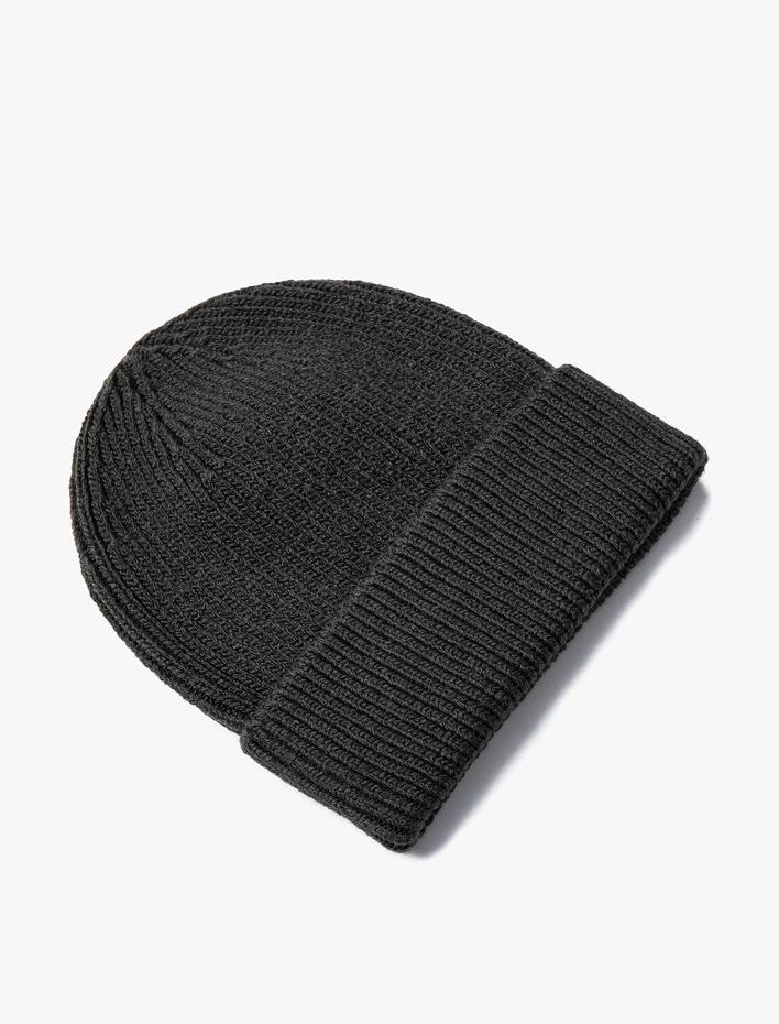 Erkek Basic Örgü Bere Katlama Detaylı