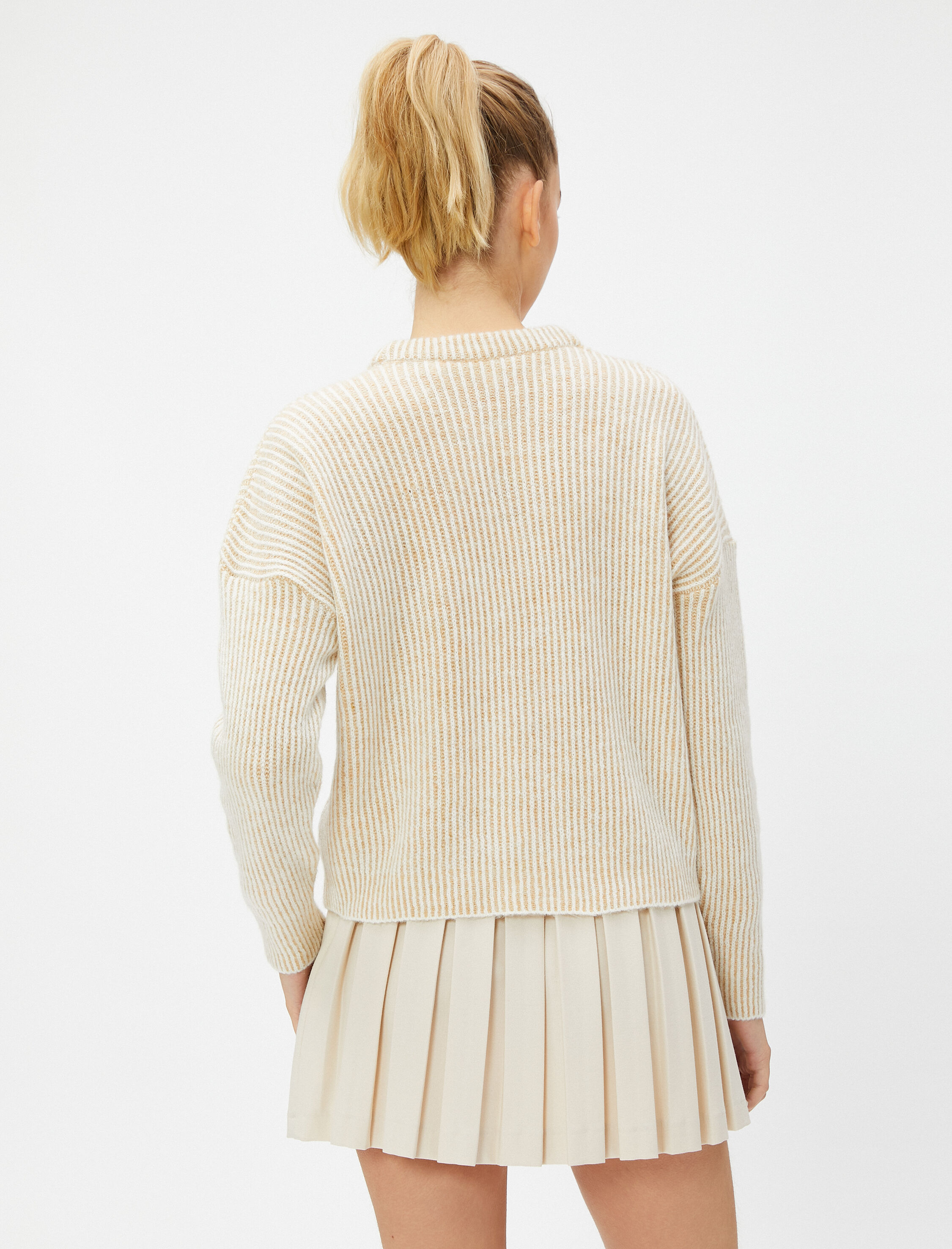   Basic Triko Kazak Bisiklet Yaka Fitilli Uzun Kollu