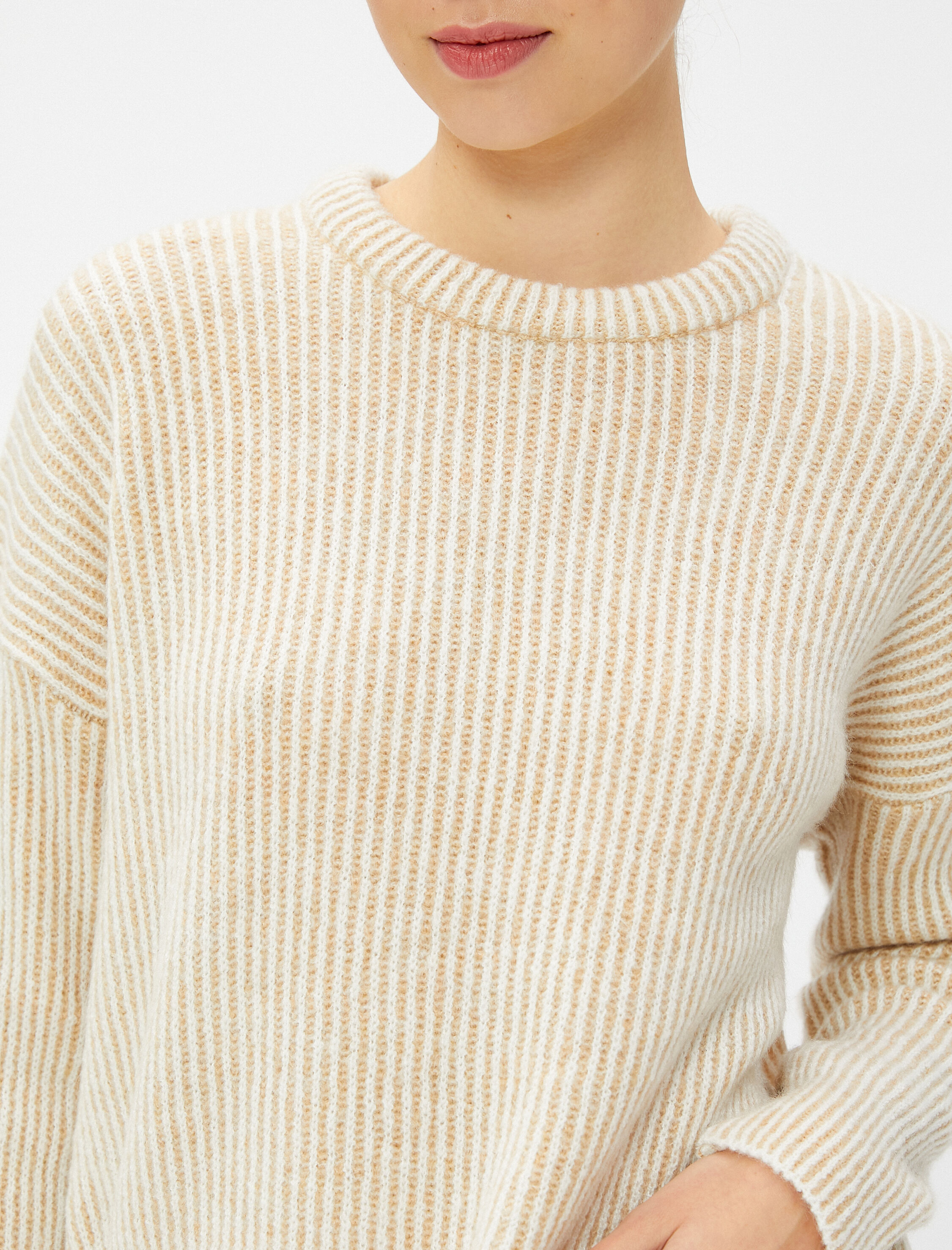   Basic Triko Kazak Bisiklet Yaka Fitilli Uzun Kollu