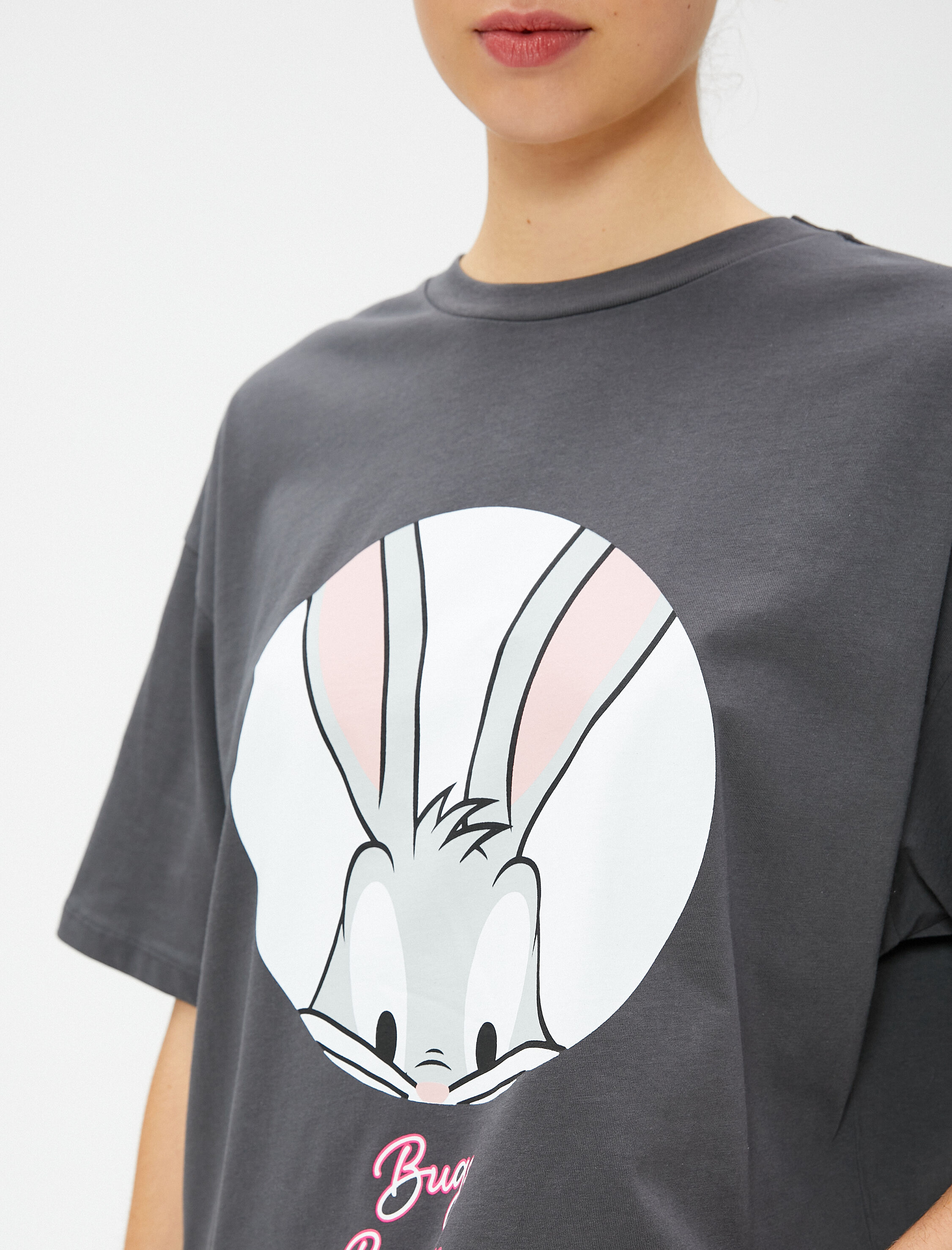   Bugs Bunny Tişört Lisanslı Baskılı Bisiklet Yaka Kısa Kollu