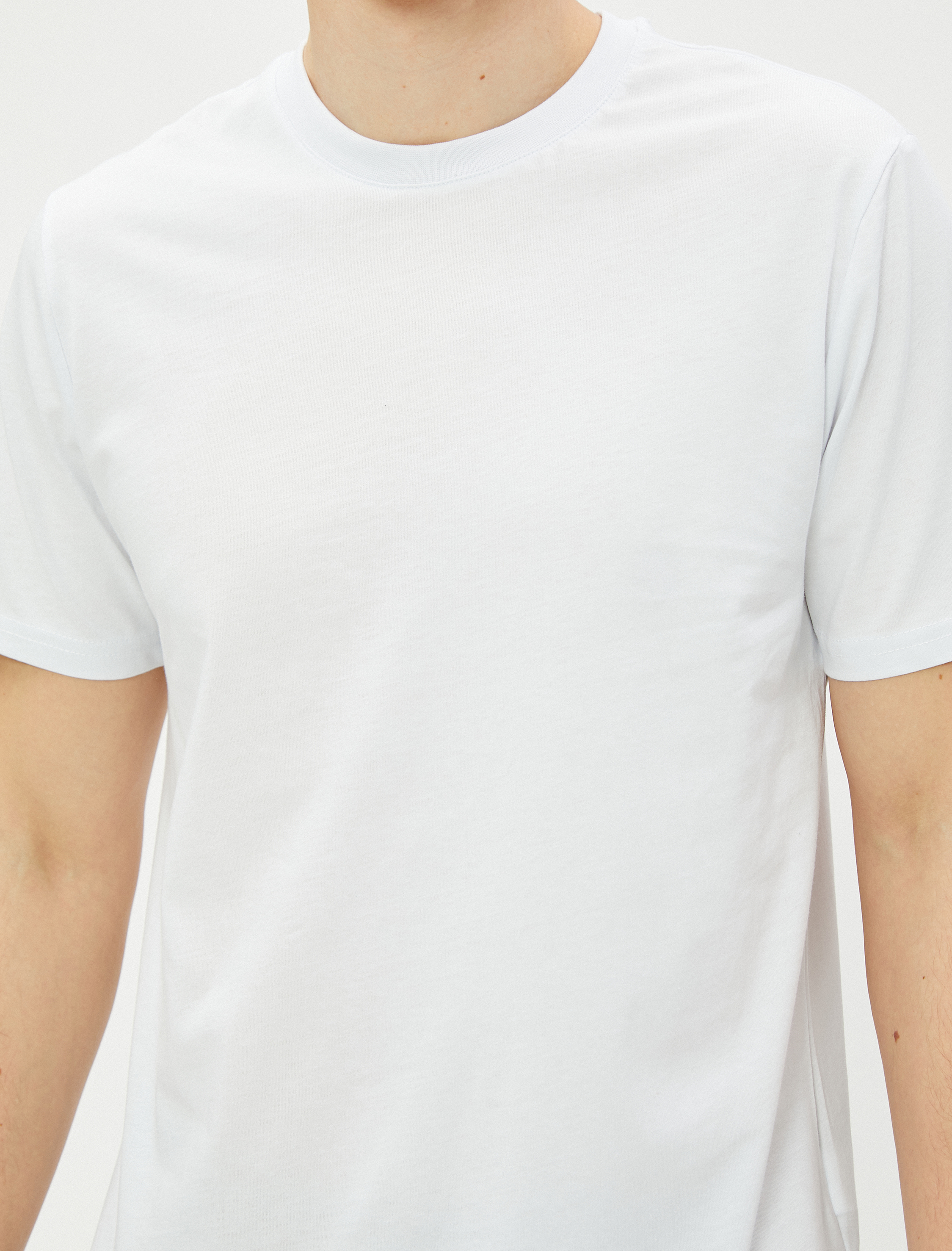   Basic Tişört Bisiklet Yaka Kısa Kollu Pamuklu