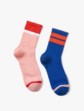 Çizgili 2'li Tenis Çorap Seti Çok Renkli