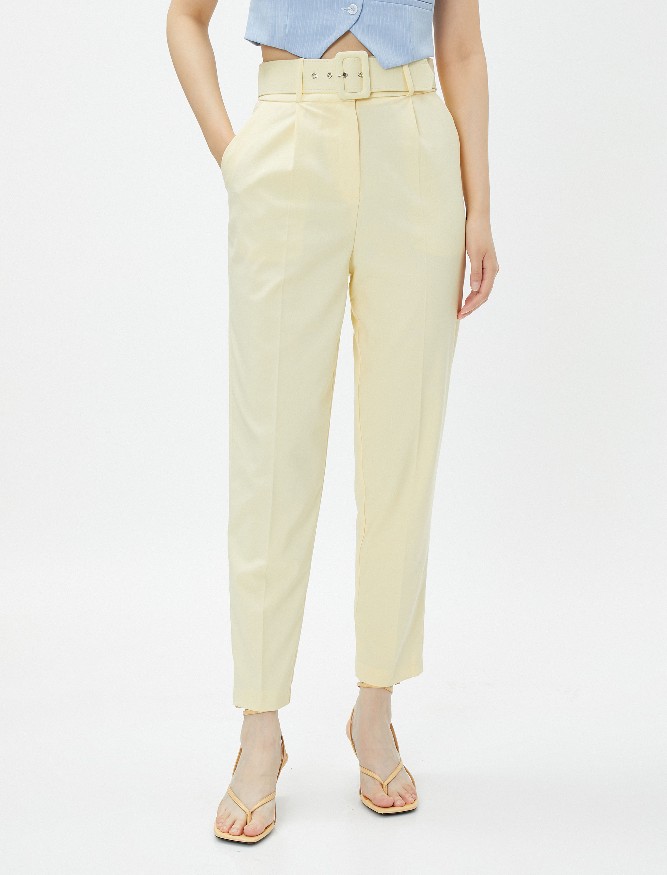   Havuç Pantolon Cepli Kemerli Dar Paça