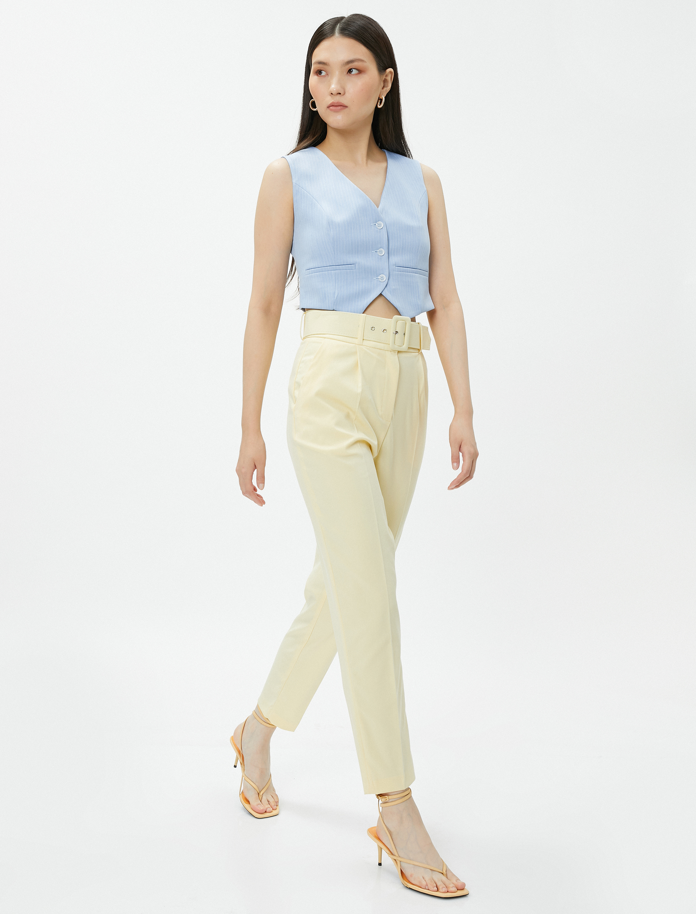   Havuç Pantolon Cepli Kemerli Dar Paça