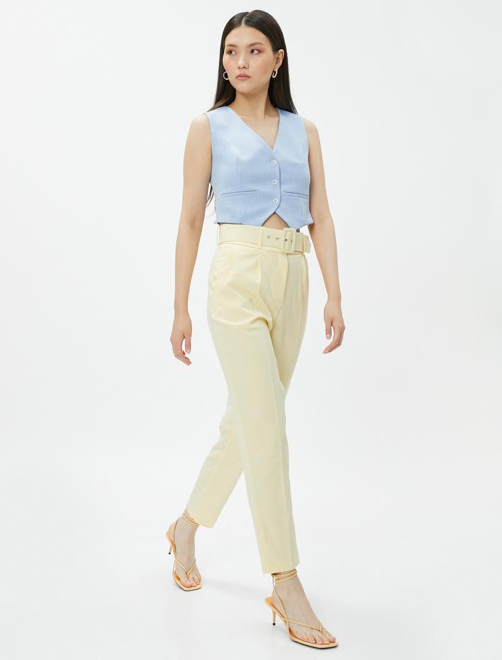  Havuç Pantolon Cepli Kemerli Dar Paça