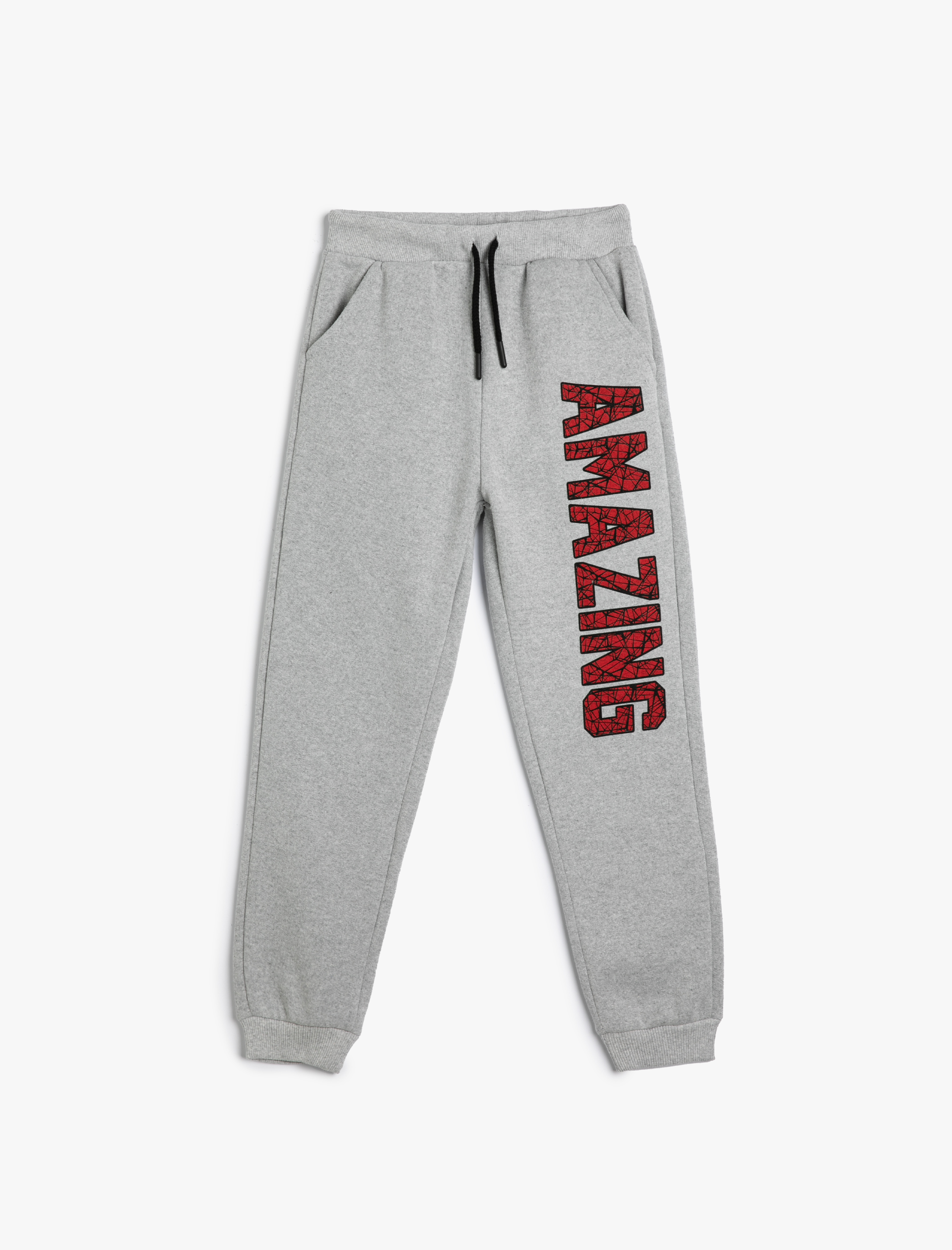  Erkek Çocuk Jogger Eşofman Altı Baskılı Beli Bağcıklı Paçası Lastikli