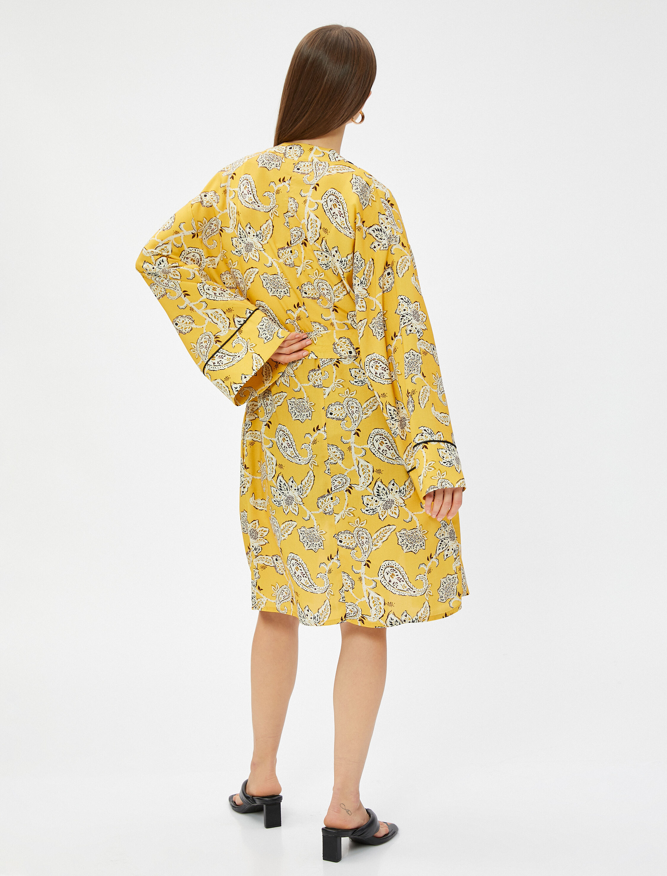   Kimono Midi Boy Kuşaklı Viskon